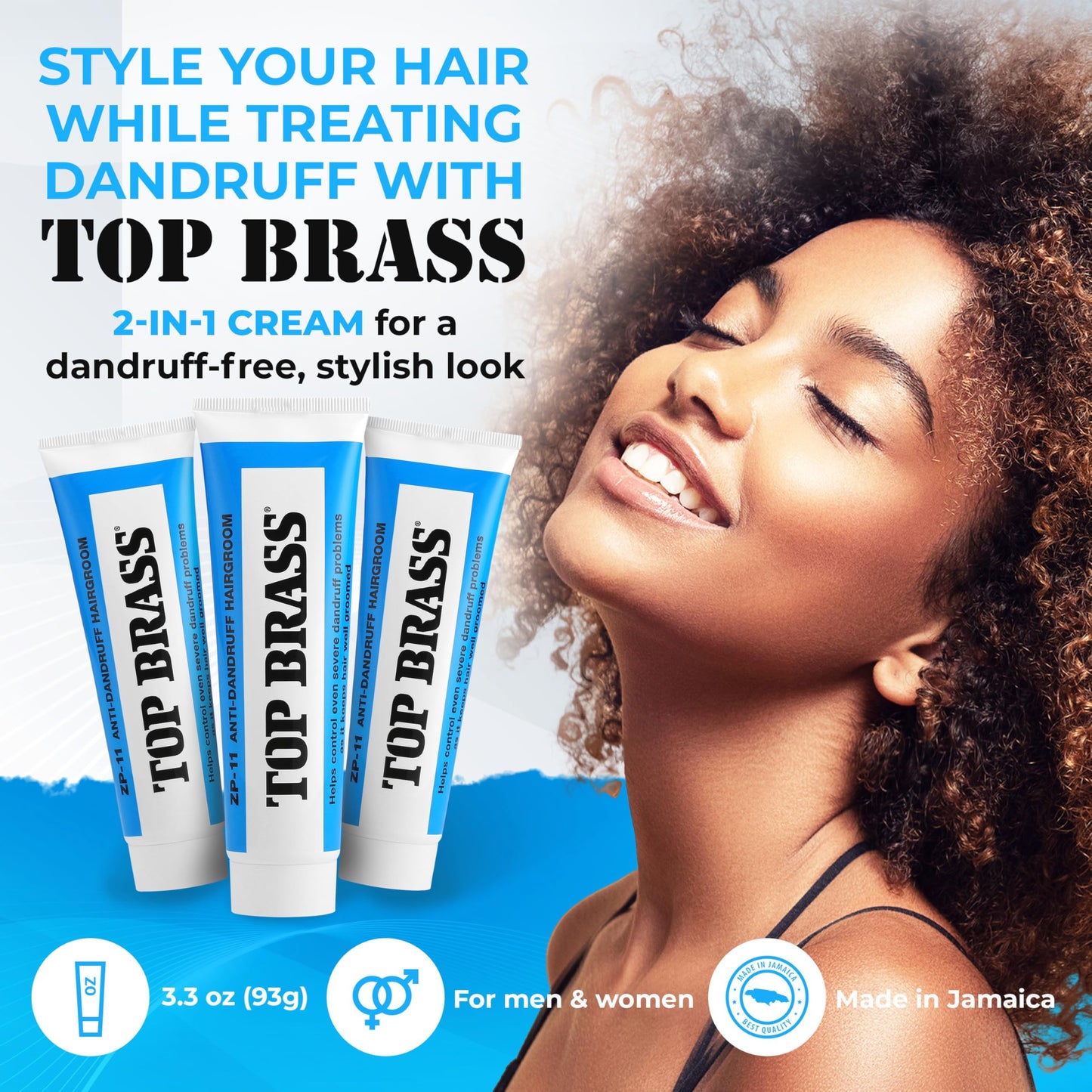 Top Brass Anti Dandruff Hair Cream for Men & Women - Hair Cream for Styling Infused with Beeswax & Candelilla - Relieves Scalp Dryness, Dandruff Beauty & Personal Care Top Brass
