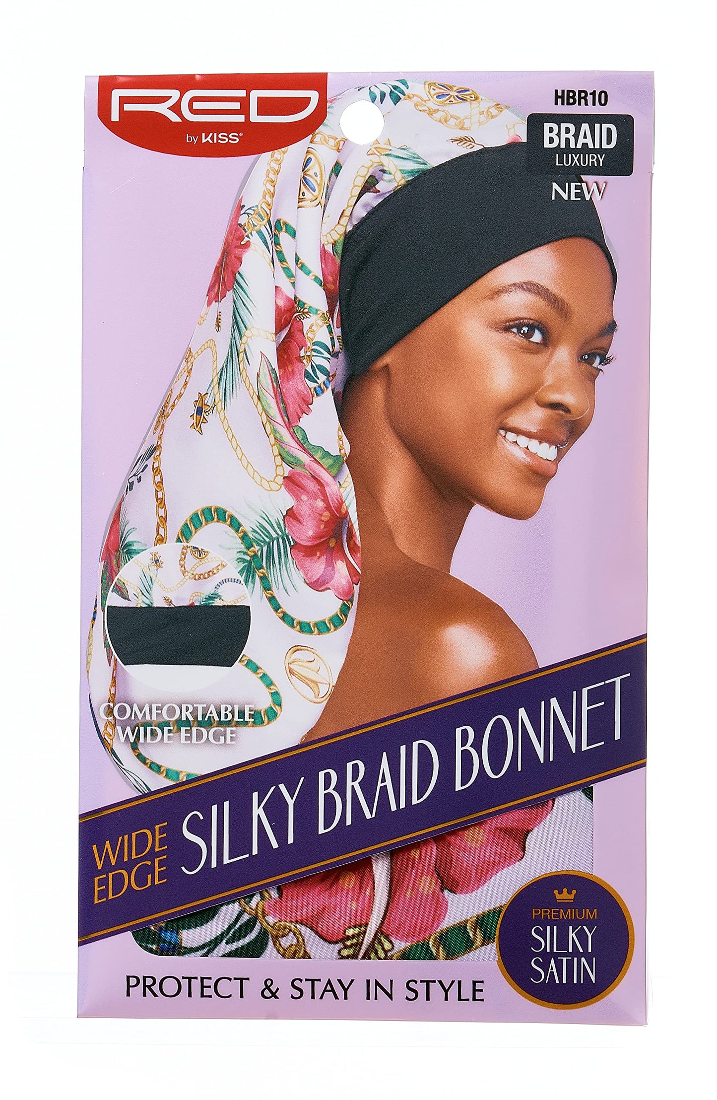 Red by Kiss Silky Braid Bonnet Wide Edge Bonnet Sleep Cap, Frizz Free Bonnet (Luxury) Beauty and Personal Care Red by Kiss