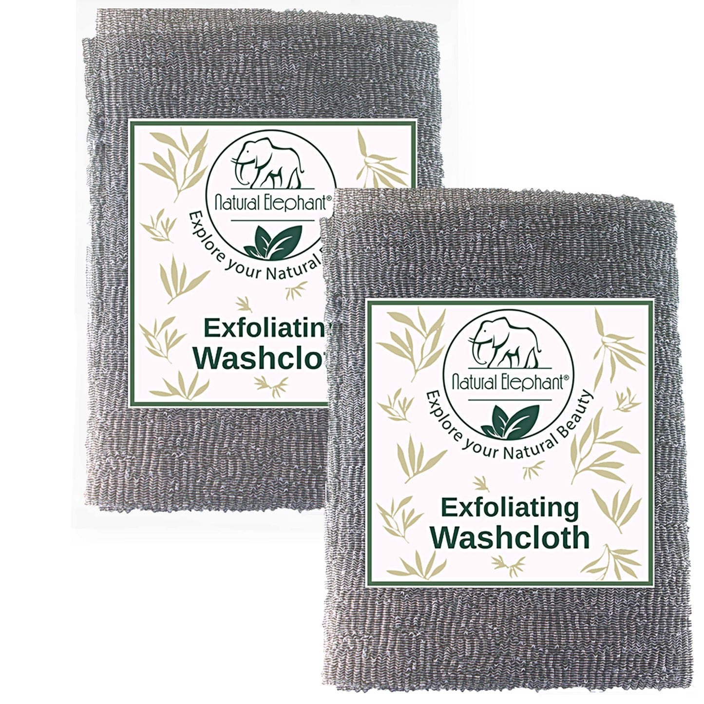 Natural Elephant Exfoliating Washcloth Charcoal Grey Japanese Shower Scrubber for Body (2 Pack (2 Washcloths)) Beauty and Personal Care Natural Elephant