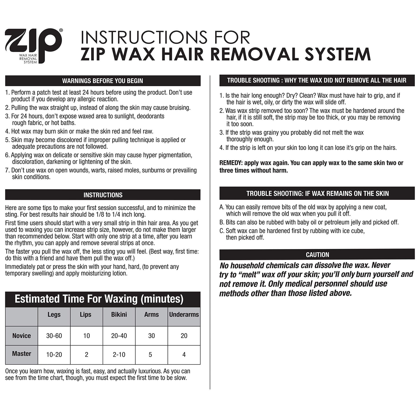 Zip Wax Hair Removal Kit 7oz Beauty & Personal Care Zip