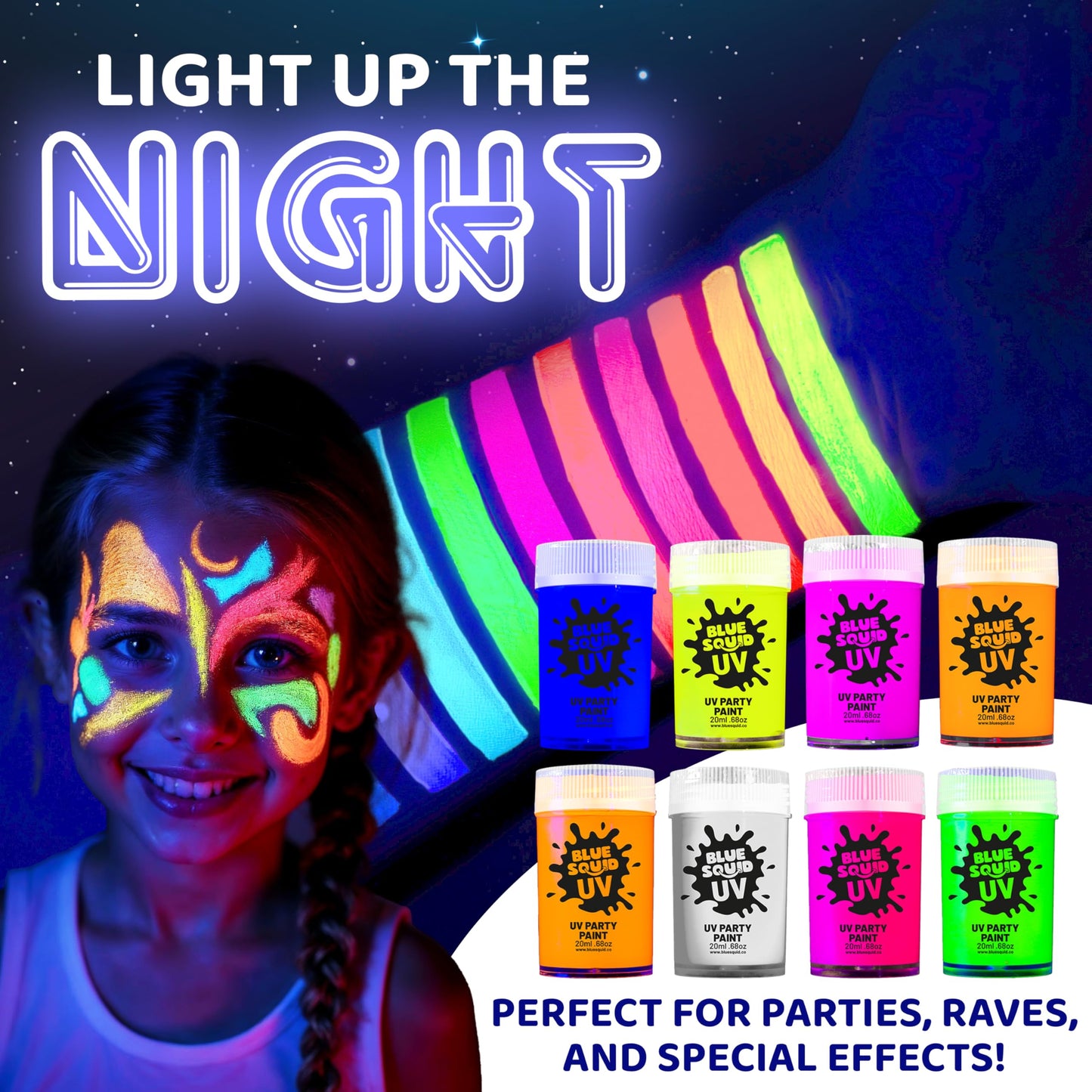 Blue Squid UV Body Paint - Glow in the Dark Body Paint, Neon Face Paint for Glow Party Accessories - Safe, Non-Toxic Black Light Glow Makeup Beauty & Personal Care Blue Squid