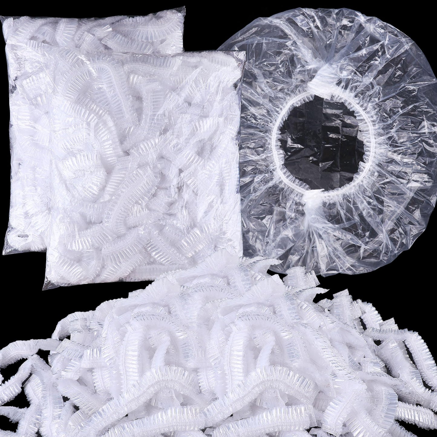 YGQQOY Shower Caps, 200PCS Large Thick Disposable Shower Caps, Bowl Covers, Clear Plastic Wrap for Women, Bath Caps for Hair Treatment Beauty and Personal Care YGQQOY
