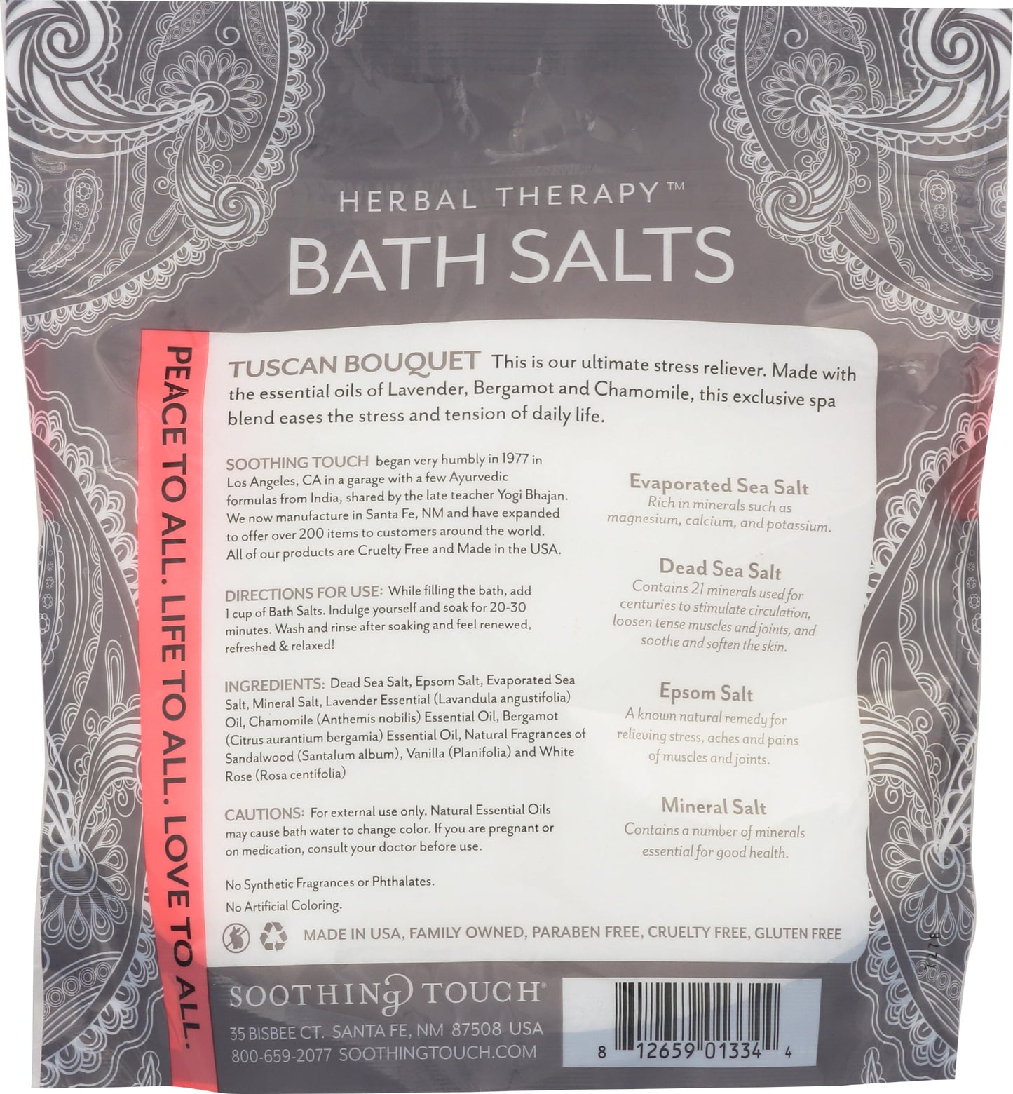 Soothing Touch Rest & Relax Tuscan Bouquet Bath Salts Lavender Chamomile & Bergamot, Floral, 32 Oz Beauty and Personal Care Soothing Touch