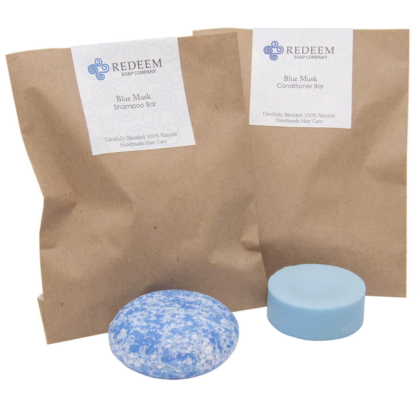 Redeem Soap Company Blue Musk Shampoo Bar and Conditioner Bar, Made in the USA, 3 oz Shampoo Bar, 1 oz Conditioner Bar, Zero Waste, No Plastic, SLS Beauty & Personal Care PURE SABAO