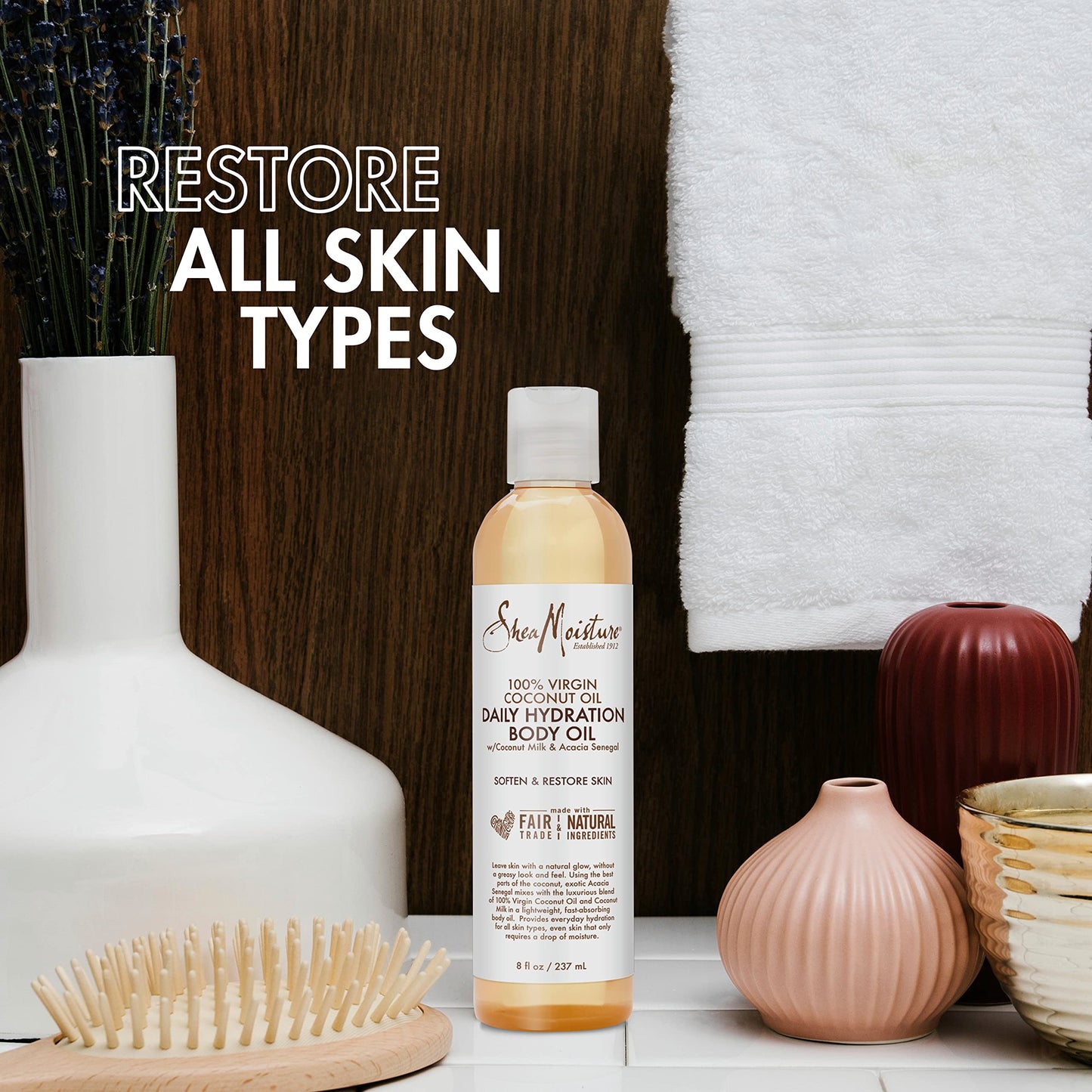 SheaMoisture Daily Hydration Body Oil Virgin Coconut Oil For Dry Skin Paraben Free 8 oz Beauty & Personal Care Shea Moisture
