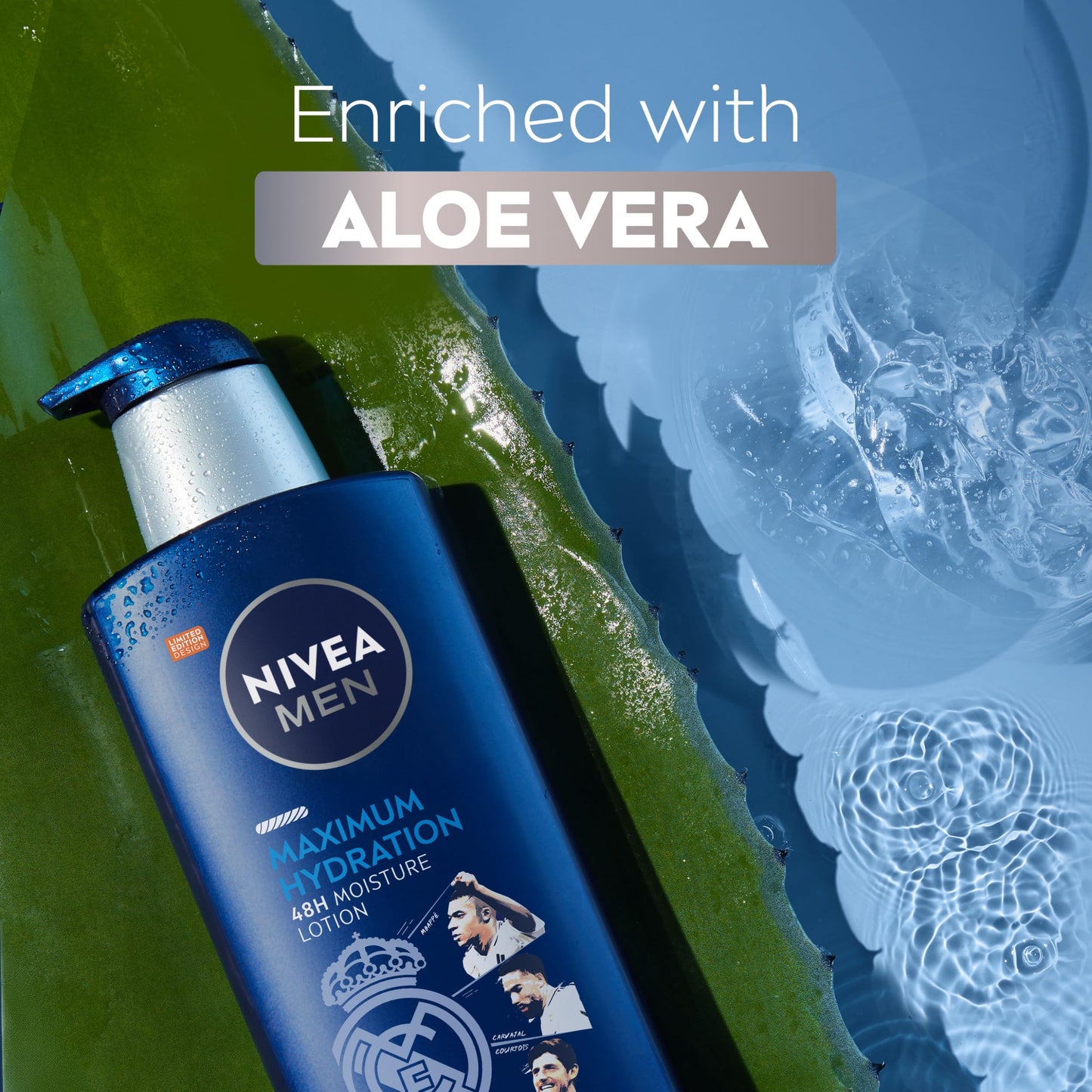NIVEA MEN Real Madrid Limited Edition Design Maximum Hydration 48-Hour Moisture Body Lotion for Dry Skin, Aloe Vera Lotion for Men, 3-in-1 Body, Face Beauty & Personal Care NIVEA MEN