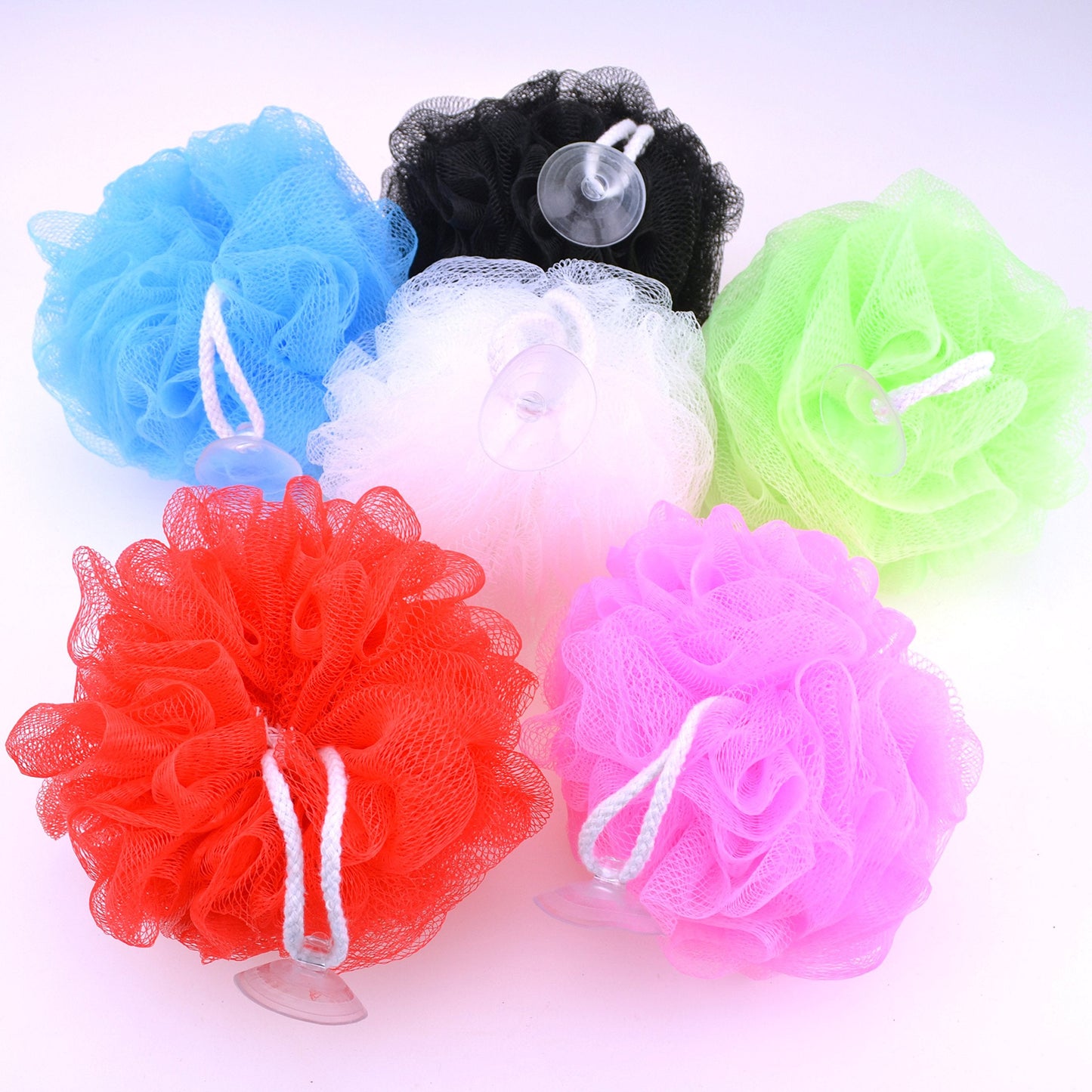 Star Brand Long Lasting Bath Sponge 6 Counts - 60g Heavy Bath Mesh Pouf with Suction Cup - Big Shower Sponge and Loofahs - Holding Up Bathing Beauty and Personal Care Star