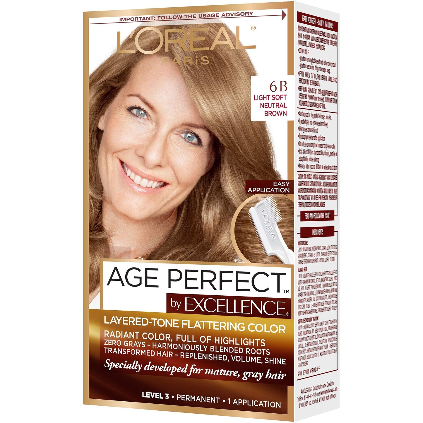 L'Oreal Paris Excellence Age Perfect Layered Tone Flattering Color, 6B Light Soft Neutral Brown (Packaging May Vary) Beauty & Personal Care L'Oreal Paris