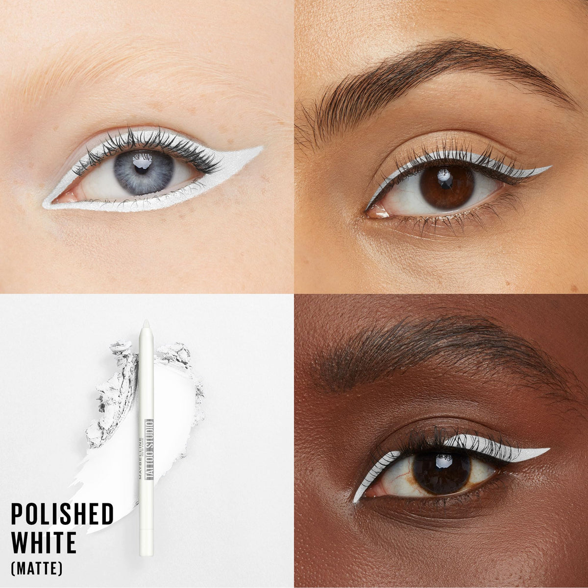Maybelline TattooStudio Long-Lasting Sharpenable Eyeliner Pencil, Glide on Smooth Gel Pigments with 36 Hour Wear, Waterproof, Polished White, 1 Count Beauty & Personal Care MAYBELLINE