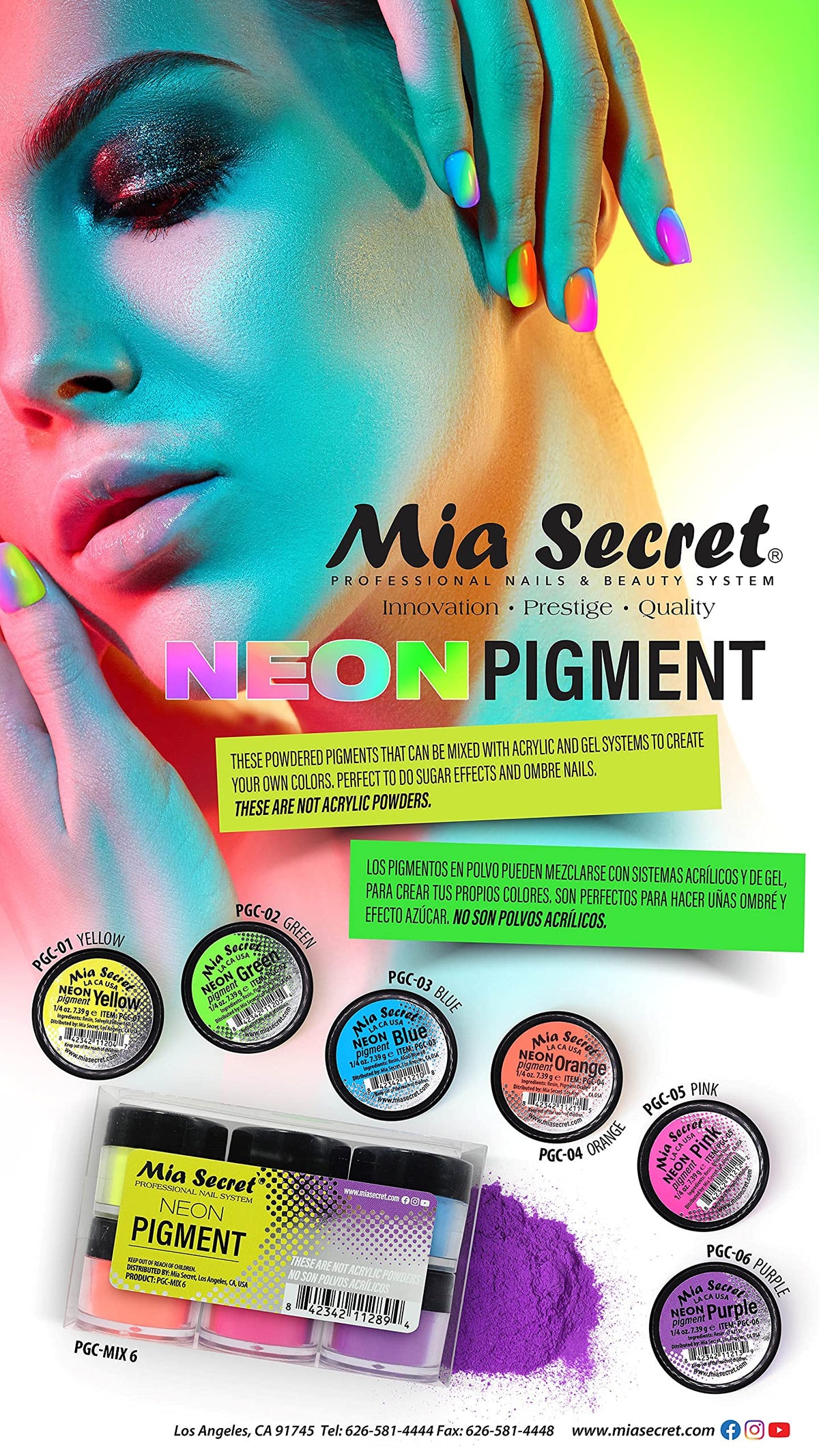 Mia Secret PIGMENT MIXES - 6 COLORS SET (MIX-6 (NEON))