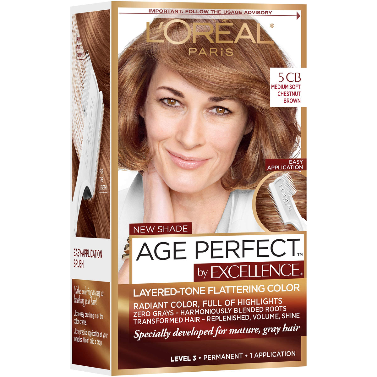 L'Oreal Paris ExcellenceAge Perfect Layered Tone Flattering Color, 5CB Medium Chestnut Brown Beauty & Personal Care L'Oreal Paris