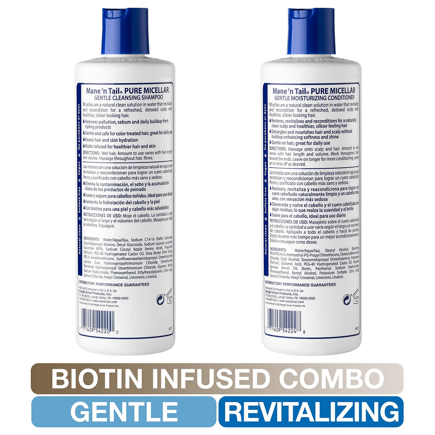 Mane 'n Tail Micellar Shampoo & Conditioner Sulfate Free with Biotin for Oily Hair, Build Up, and Hard Water to Detox and Clarify 11.2 fl oz 2-Pack Beauty & Personal Care Mane 'n Tail