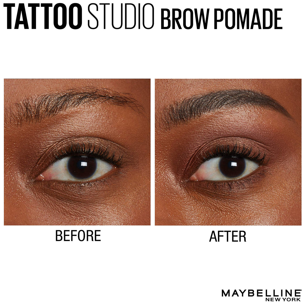 Maybelline TattooStudio Brow Pomade Long Lasting, Buildable, Eyebrow Makeup, Black Brown, 1 Count