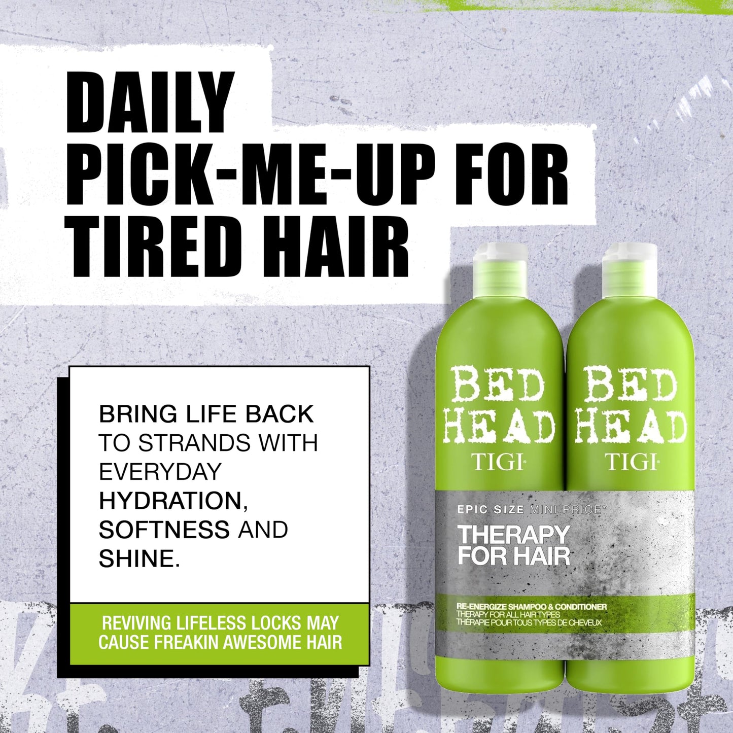 Bed Head by TIGI Urban Antidotes Re-Energize Daily Shampoo and Conditioner Set, 25.36 fl oz Beauty & Personal Care TIGI