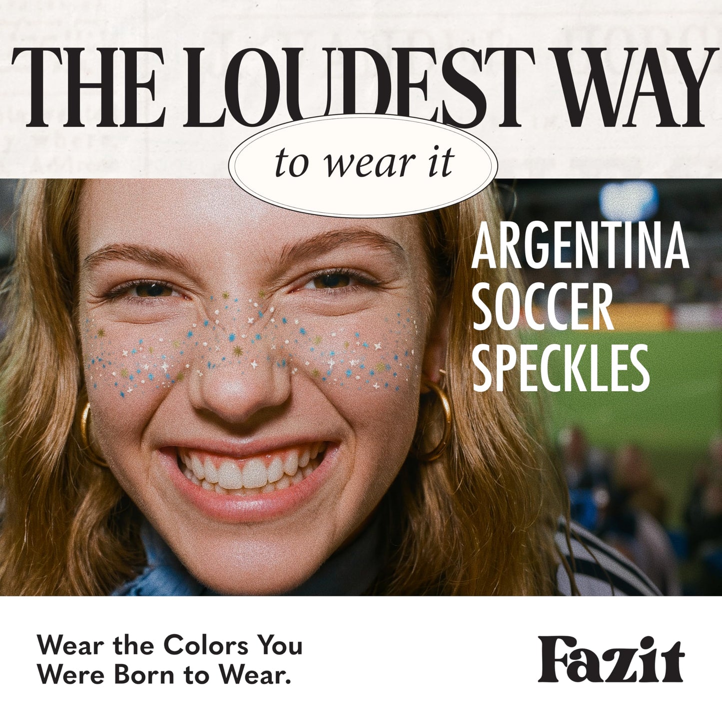 Fazit Argentina Soccer Speckles - Blue, White, and Silver Glitter Makeup Patches - Waterproof & Sweat-proof Face Stickers - Long-Lasting Game Day Beauty & Personal Care Fazit