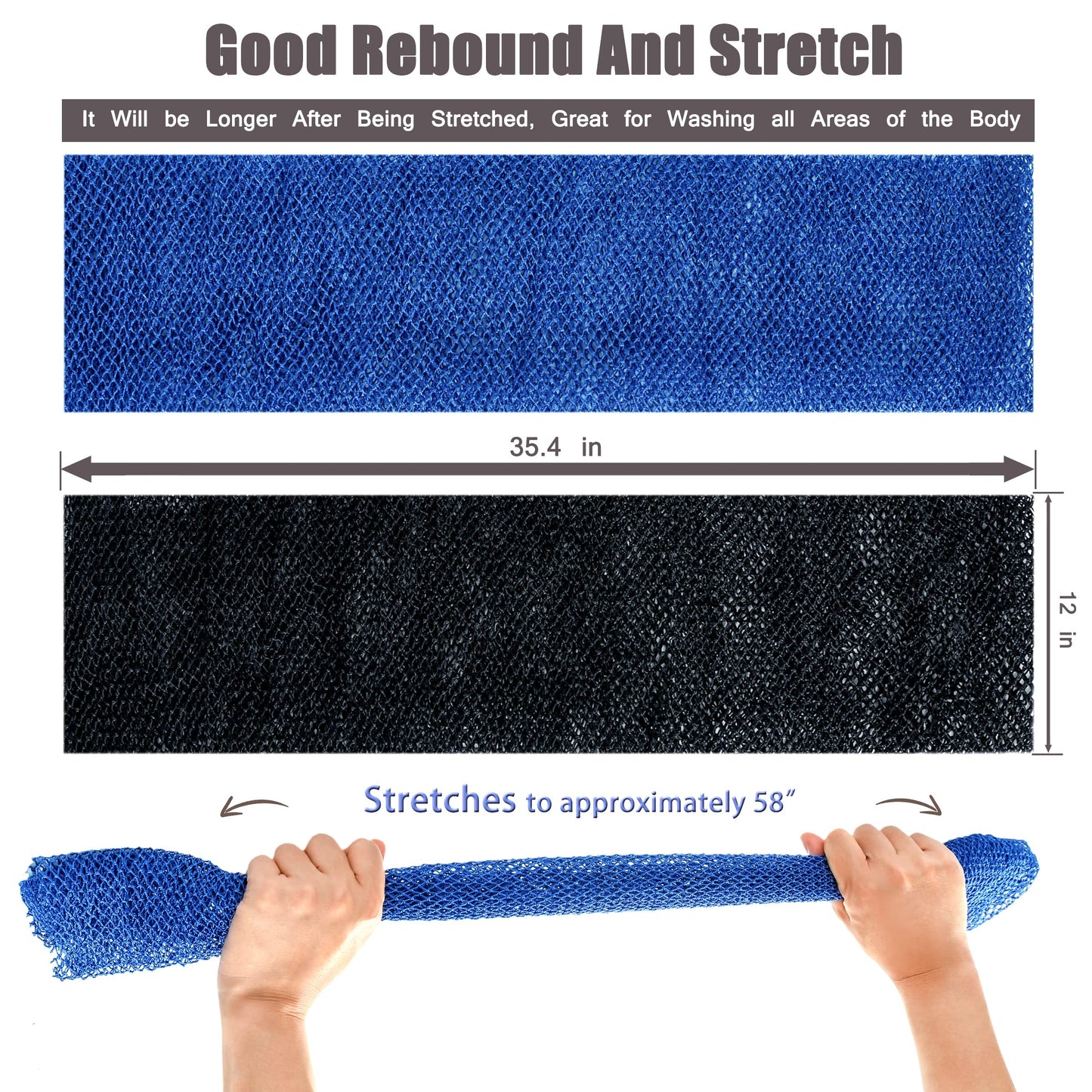African Net Sponge, 2 Pieces Exfoliating Premium Nylon Bathing/Wash Net for Daily Back Body Scrub Scrubber Shower Net (Black, Blue) … Beauty & Personal Care BHYTAKI