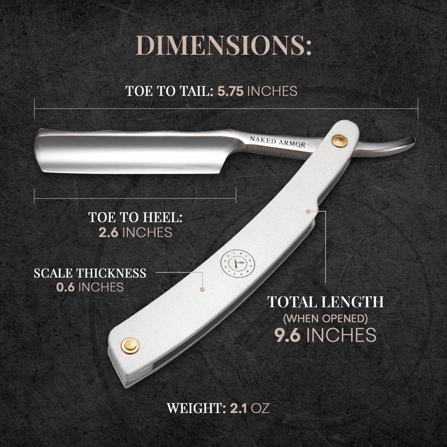 Naked Armor Merlin Straight Razor - Shave Ready 7/8" Round Nose Japanese Stainless Steel Straight Razors for Men with Powdered Steel Scale, Case Beauty and Personal Care Naked Armor