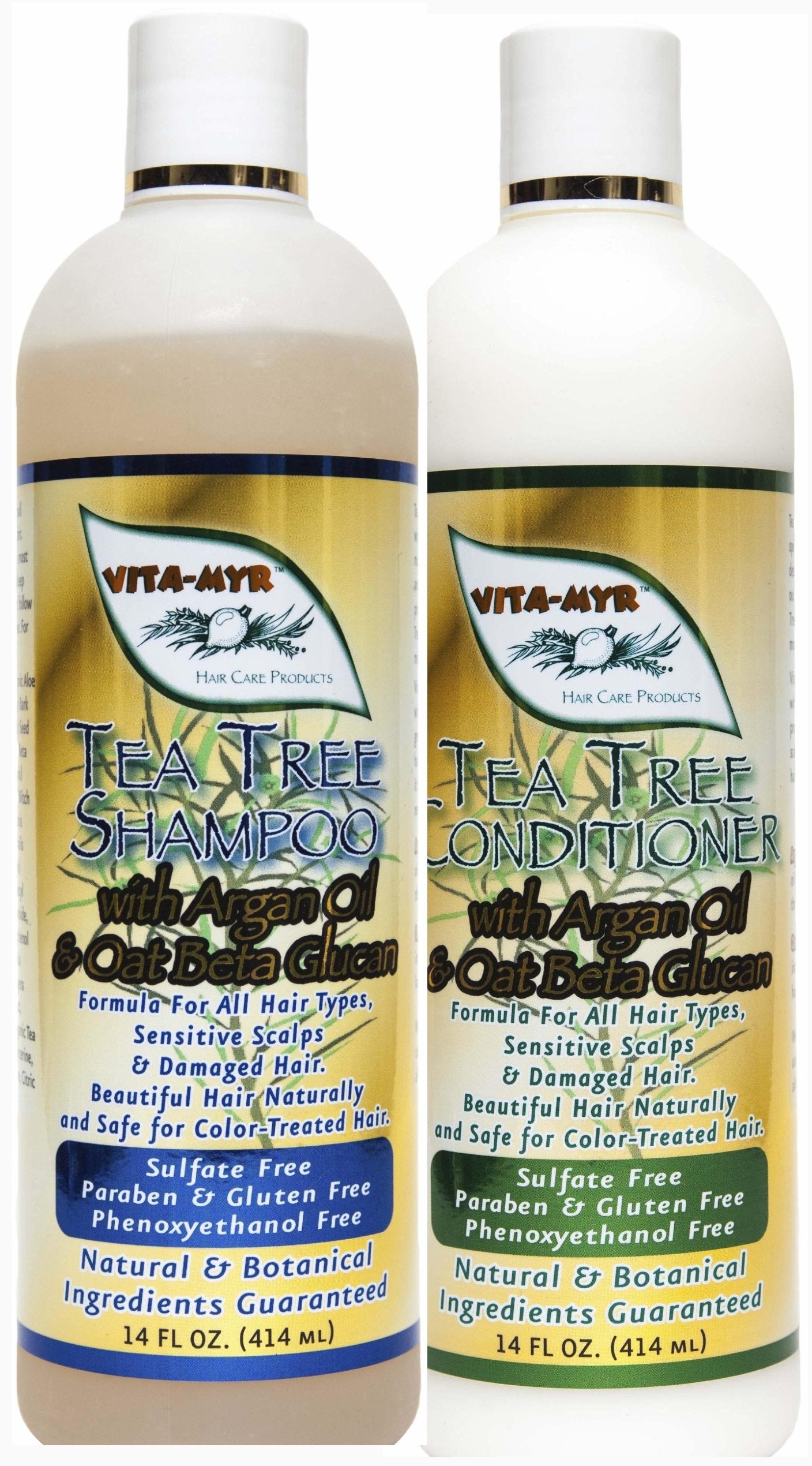 Vitamyr Tea Tree Hair Care Set 16 Oz Natural Shampoo & 16 Oz Natural Conditioner Botanical Ingredients Vegan & Gluten Free Safe & Effective for all Beauty & Personal Care VITA-MYR