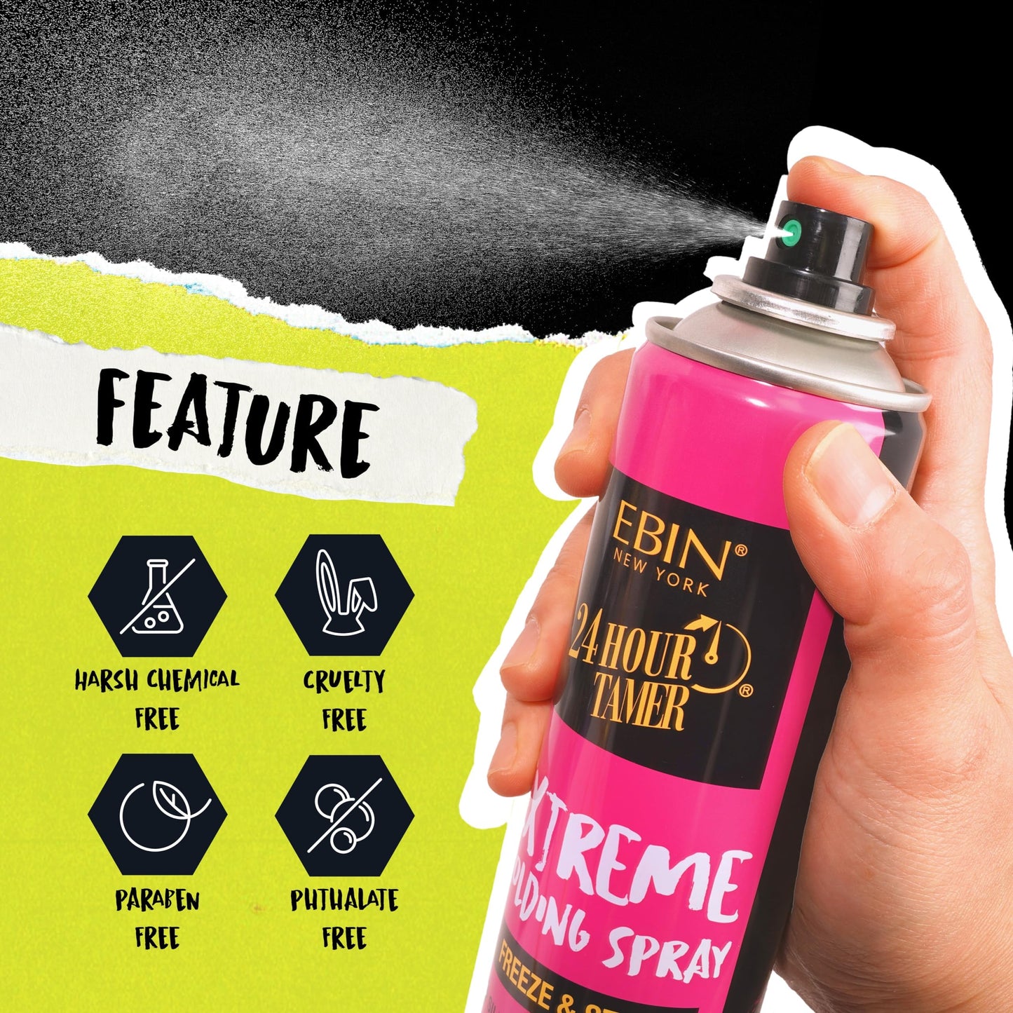 EBIN NEW YORK 24 Hour Tamer Super Holding Spray - Contol & Hold 1.94oz/ 80ml | Tames Frizz & Flyaway, Gives High Shine & Volume, All Day Hold Beauty & Personal Care EBIN NEW YORK