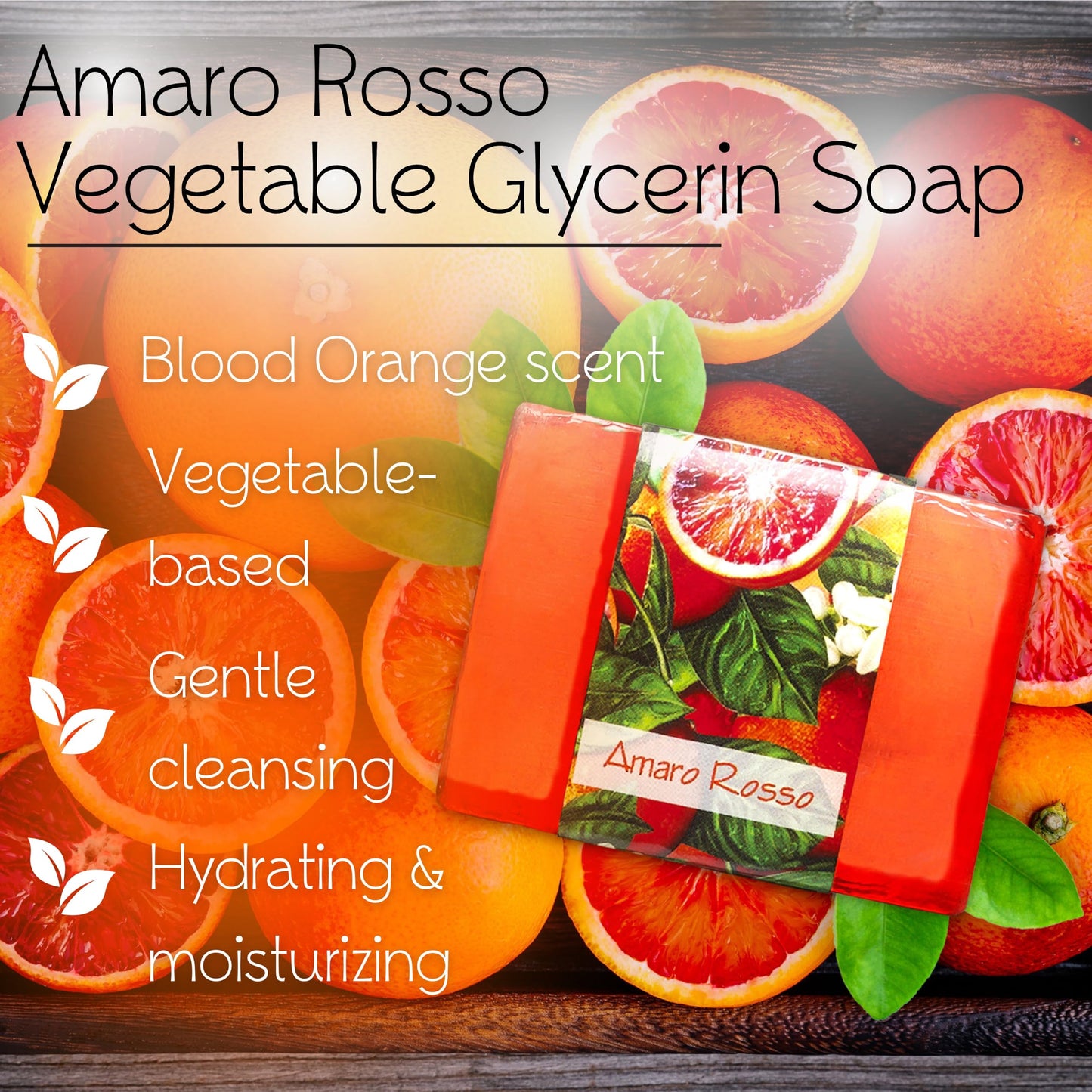 Nabila K Amaro Rosso Glycerin Bar Soap | Blood Orange Scent | Natural, Vegan, Hypoallergenic | 100% Vegetable Glycerin, Sulfate-Free, Paraben-Free | Beauty & Personal Care Nabila K