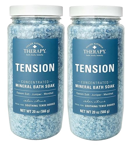 Village Natruals Mineral Bath Soak Tension Cedar Citrus 20 Ounce (591ml) (Pack of 2) Beauty & Personal Care Village Naturals Therapy