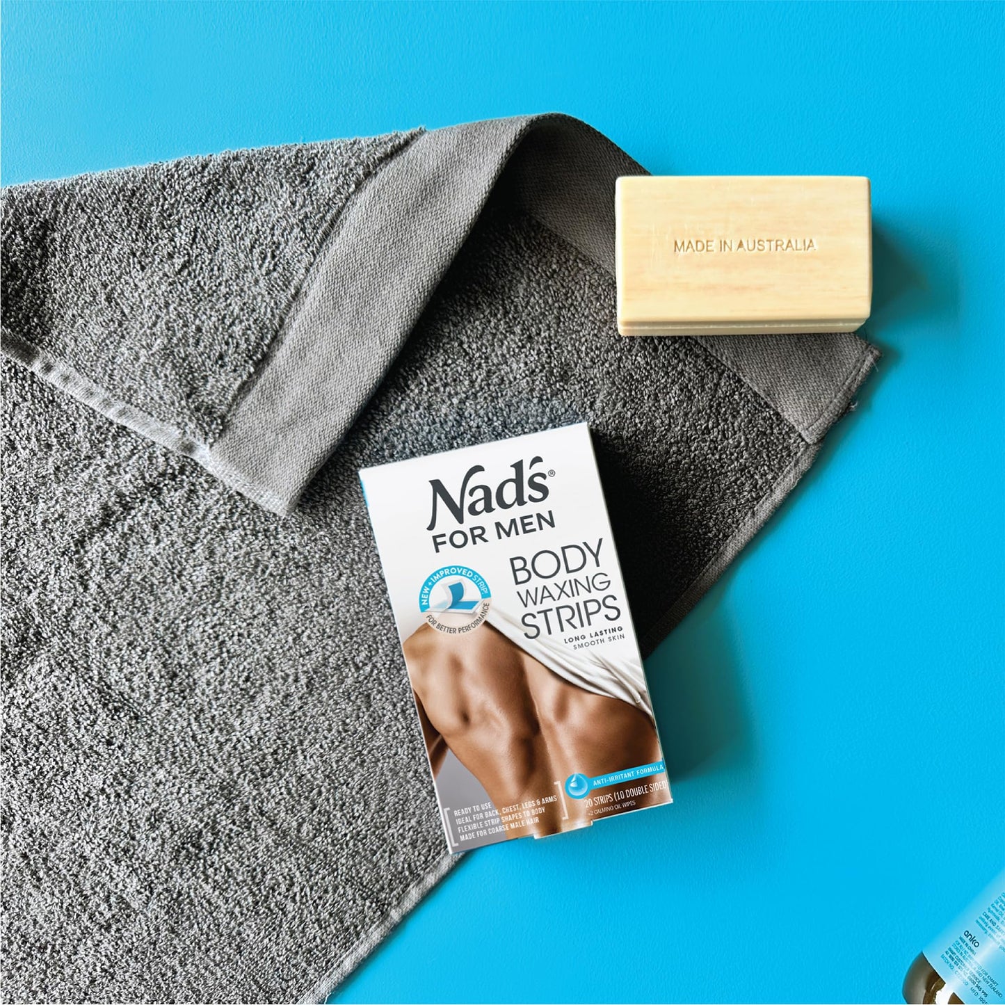 Nad's For Men Body Wax Strips - Wax Hair Removal For Men - At Home Waxing Kit With 20 Waxing Strips + 2 Calming Oil Wipes Beauty & Personal Care Nad's For Men