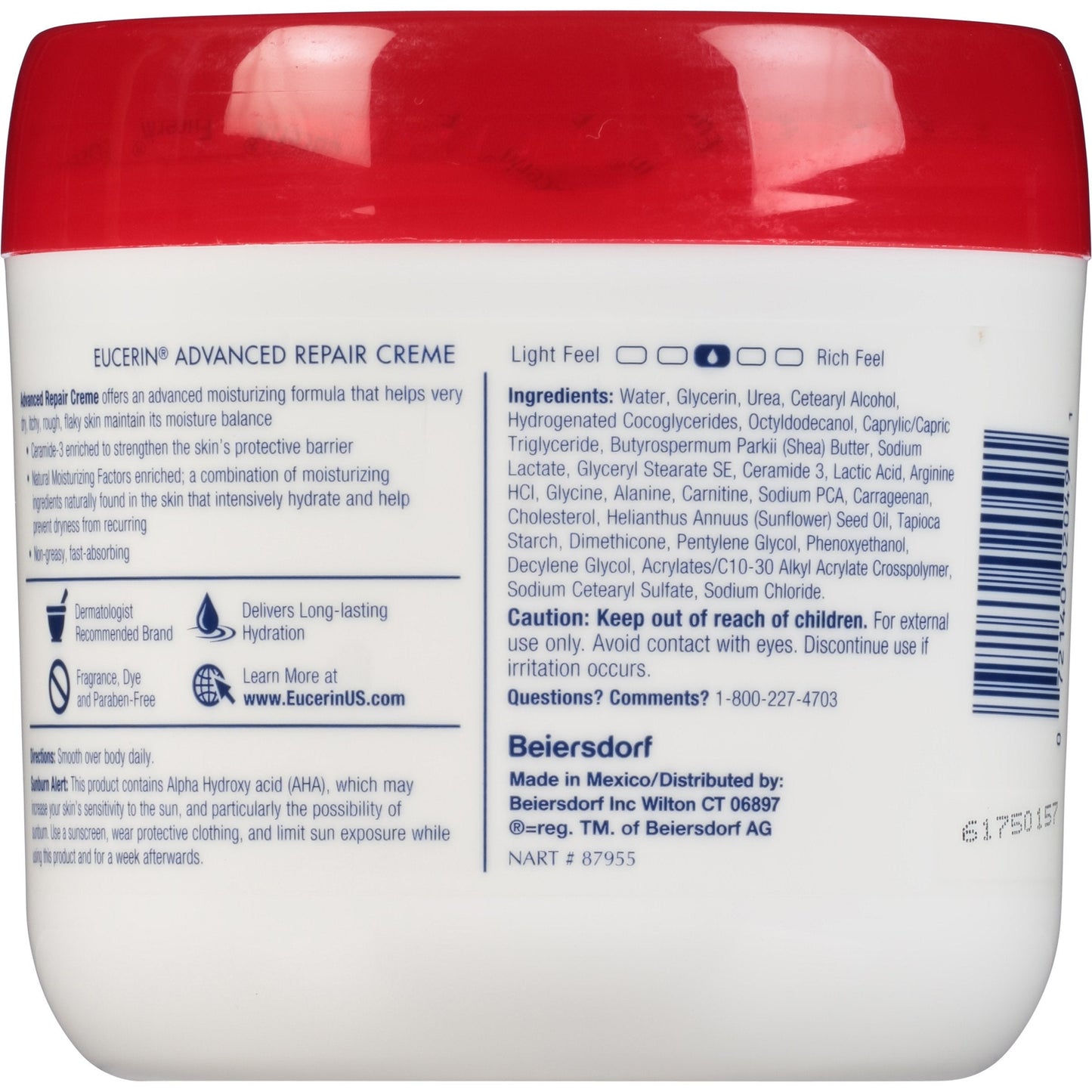 Eucerin Advanced Repair Cream - Fragrance Free, Full Body Lotion for Very Dry Skin - 16 oz. Jar Beauty & Personal Care Eucerin