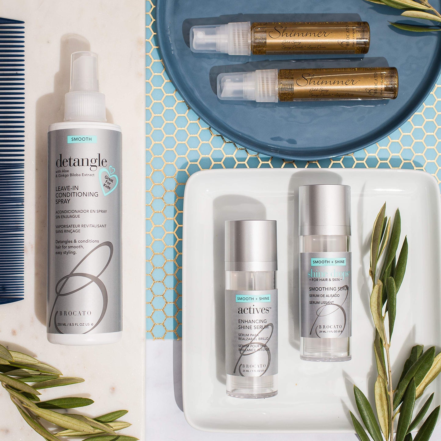 Brocato Actives Enhancing Shine Serum: Anti Frizz Smoothing Treatment for Damaged Hair - Leave In Product with Natural Oil to Repair / Control Dry Beauty & Personal Care Brocato