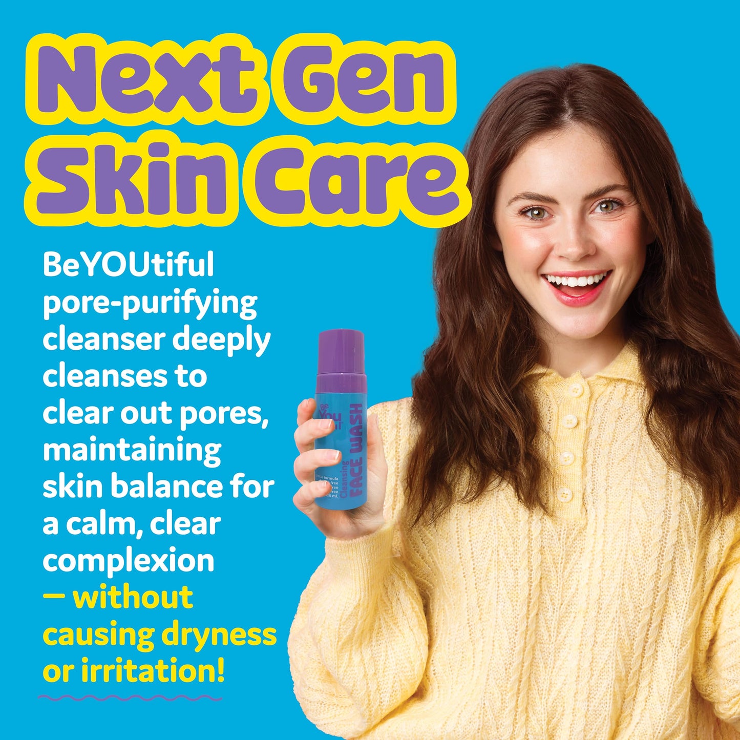 BeYOUtiful Cleansing Face Wash, Preppy Skin Care for Teens, Tweens, and Kids, Gentle and Safe Acne Face Wash, Kids Facial Cleanser for Girls and Boys Beauty & Personal Care BeYoutiful