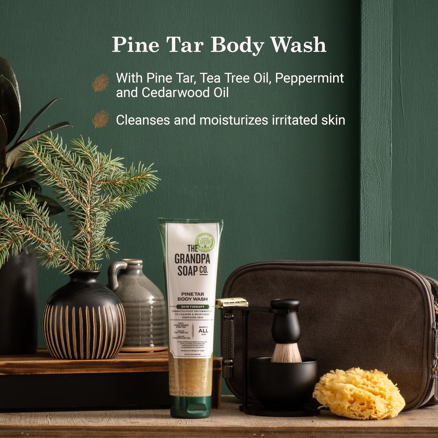 The Grandpa Soap Company Pine Tar Body Wash - Dermatologist Recommended to Cleanse & Moisturize Irritated Skin, Deodorizing Power, With Pine Tar & Tea Beauty & Personal Care The Grandpa Soap Company