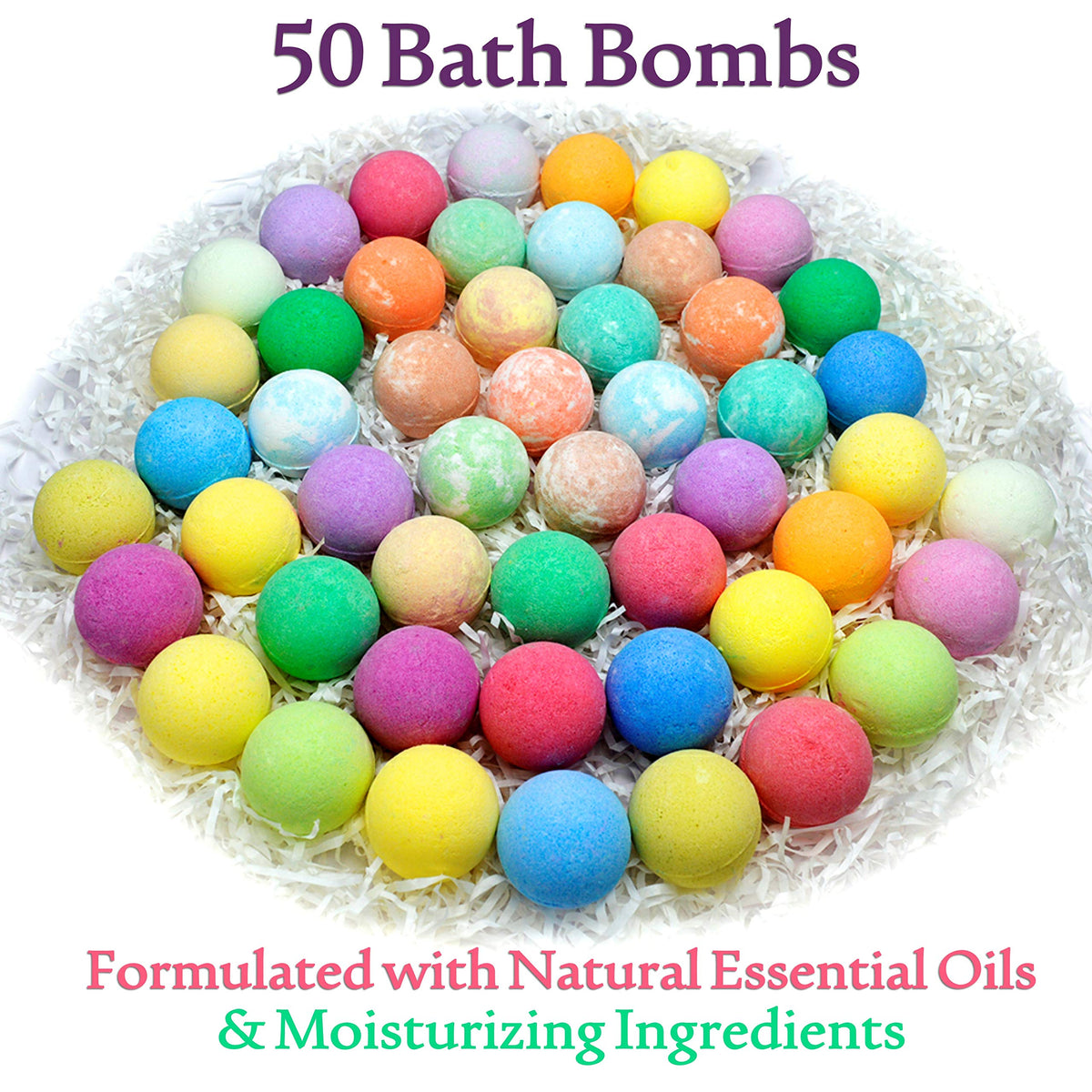 Natural Bath Bombs Gift Set for Women and Men. 50 Essential Oil Bath Bombs with Organic & Moisturizing Pure Goodness. Beauty & Personal Care Rachelle Parker