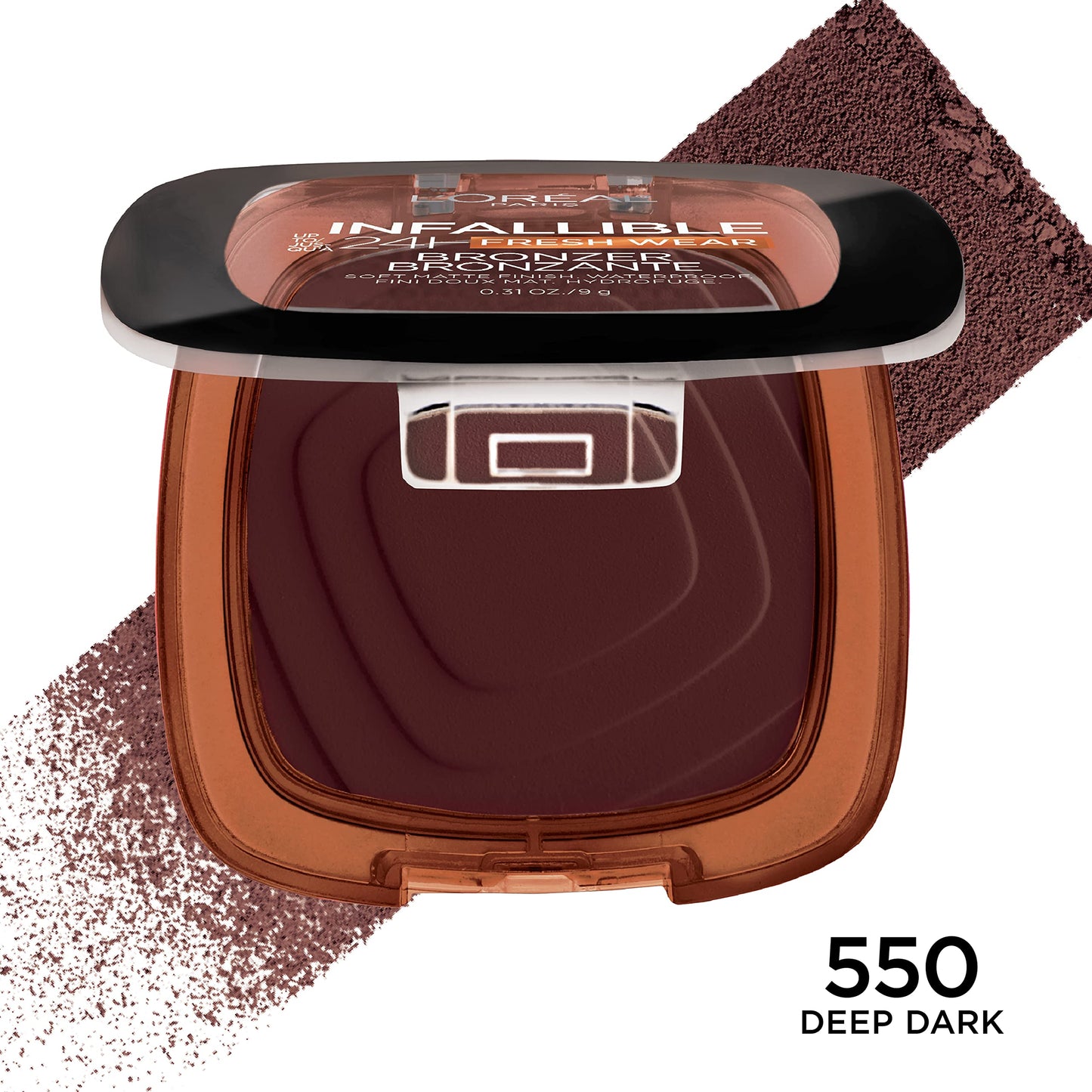 L'Oreal Paris Infallible Up to 24H Fresh Wear Soft Matte Longwear Bronzer. Waterproof, heatproof, Transfer, humidity and sweatproof, Deep Dark, 0.31 Beauty & Personal Care L'Oreal Paris
