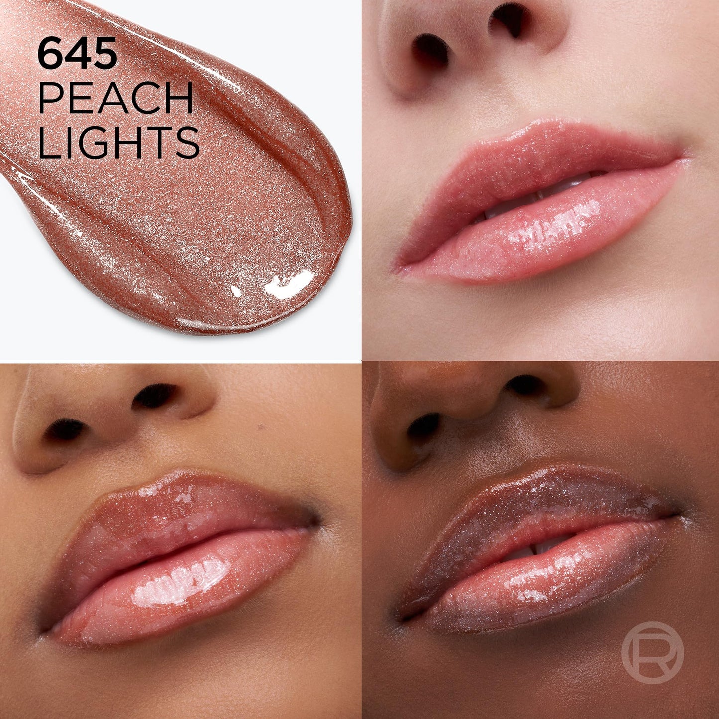 L'Oreal Paris Plump Ambition Hyaluron Lip Oil Shimmer, 24 HR Lip Gloss with Hyaluronic Acid, Volumizing Formula with Glass-Like Shine, Peach Lights, Beauty & Personal Care L'Oreal Paris