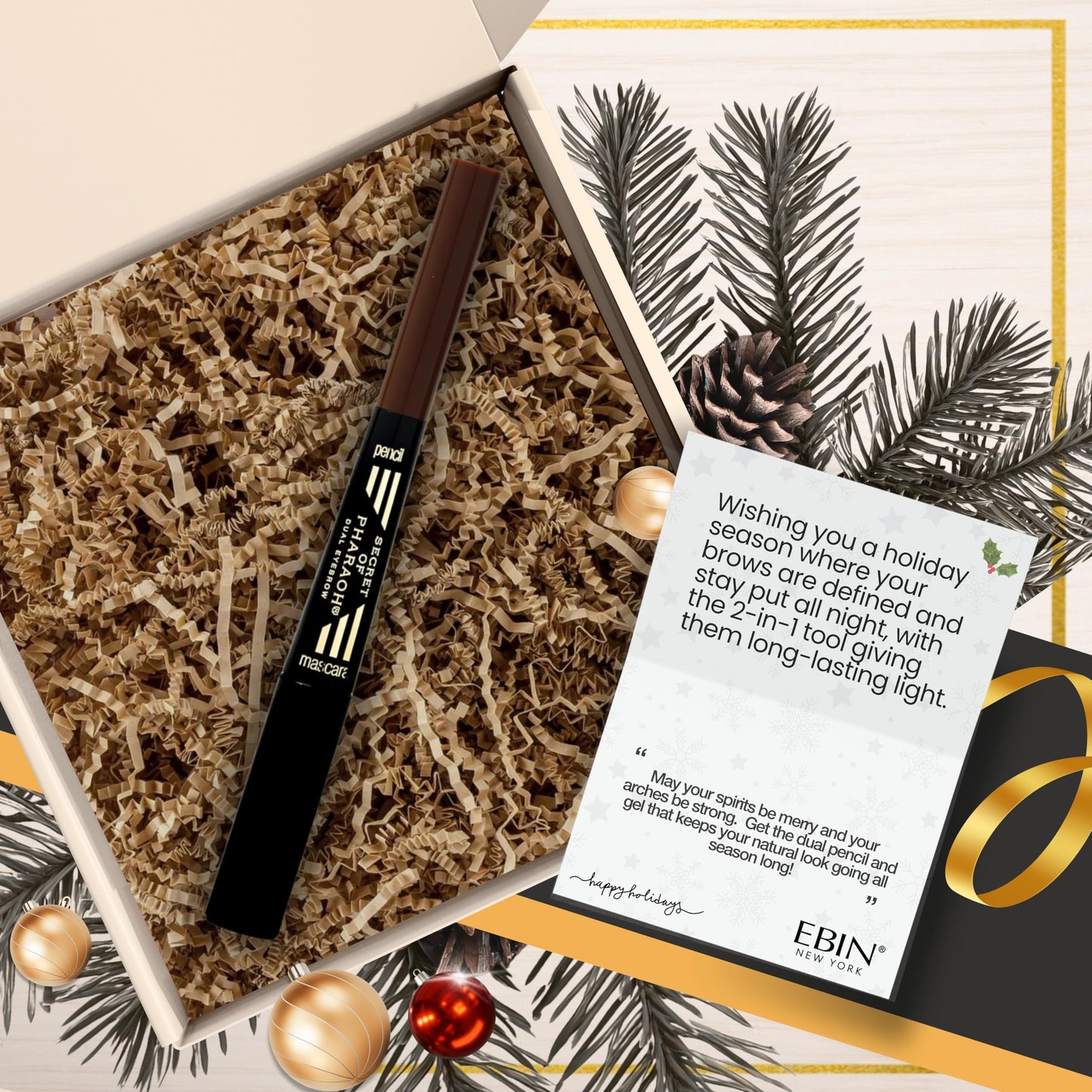 EBIN NEW YORK Secret of Pharaoh Dual Eyebrow Pencil & Mascara Natural Espresso | 2-in-1 Brow Pencil & Gel | Water-Resistant, Long-Lasting, Natural Beauty & Personal Care EBIN NEW YORK