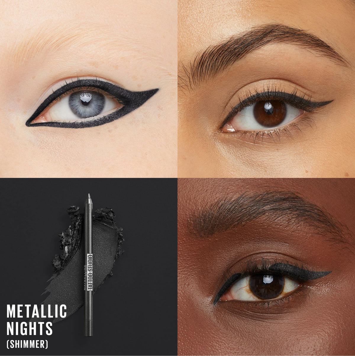 MAYBELLINE New York Tattoo Studio Long-Lasting Sharpenable Eyeliner Pencil, Glide on Smooth Gel Pigments with 36 Hour Wear, Waterproof Metallic Nights