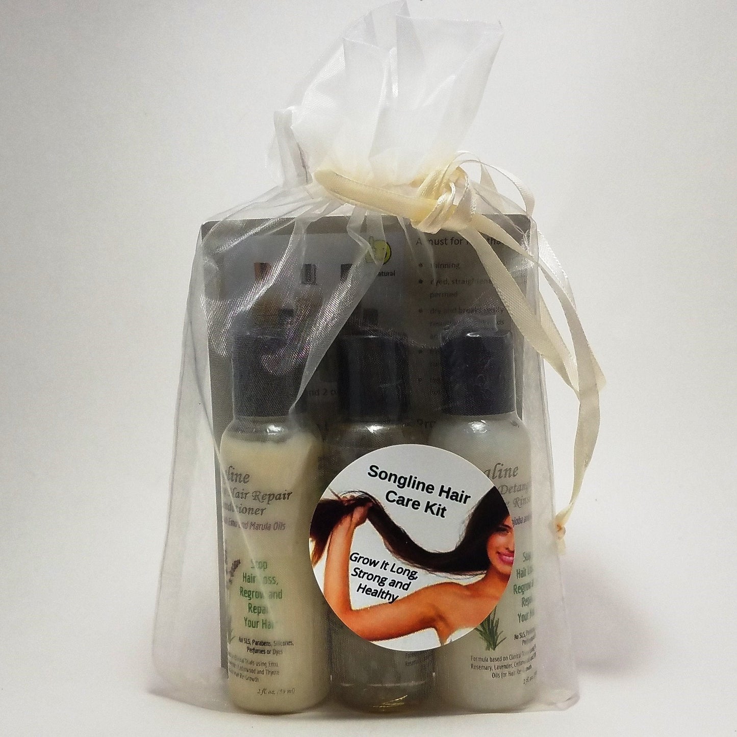 Songline Luxe Hair Care Kit With Emu Oil Enhanced Shampoo, Detangling Cream Rinse and Deep Hair Repair Conditioner - Trial Size - 2 oz Bottle of Each Beauty & Personal Care Songline