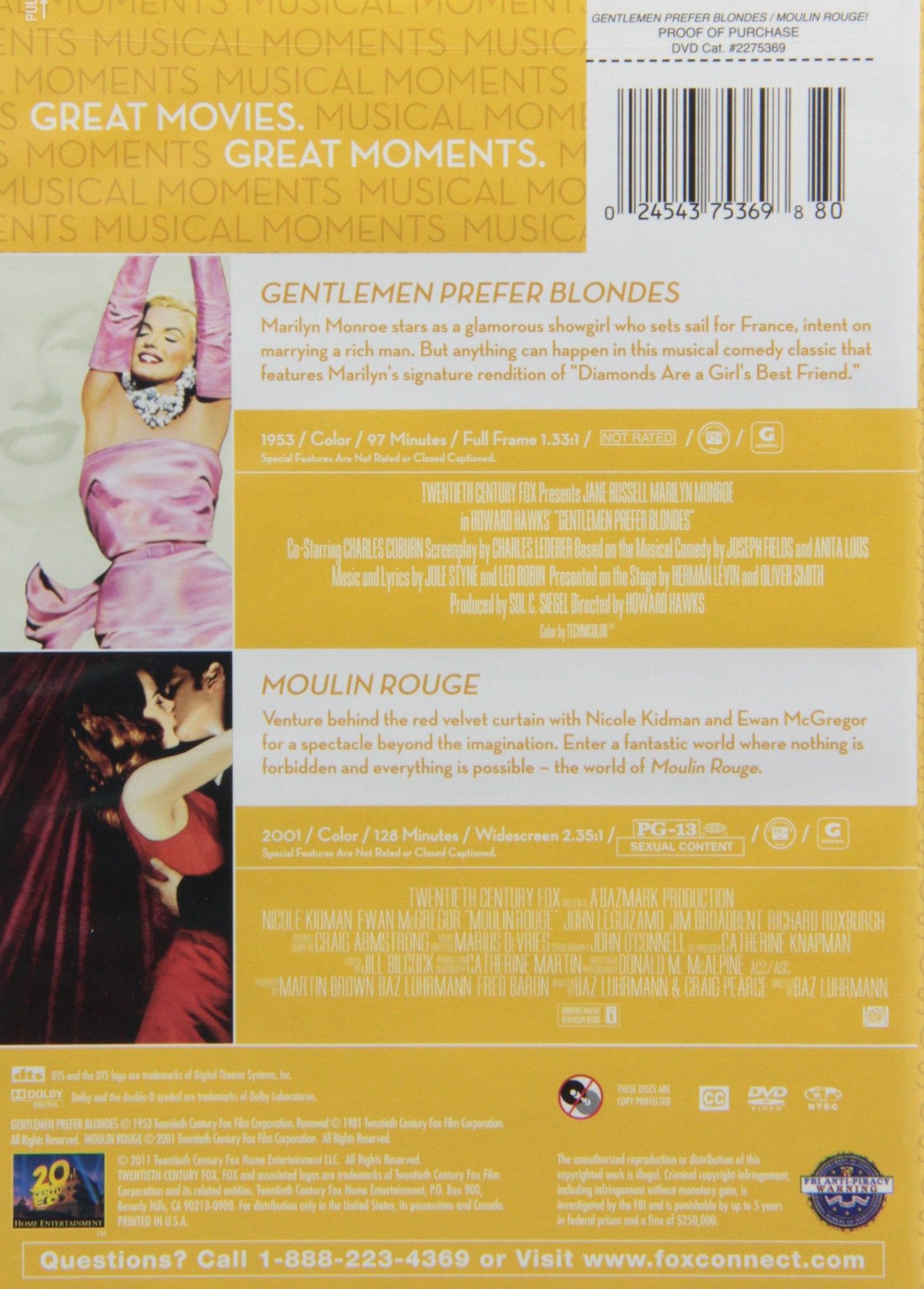 Gentlemen Prefer Blondes / Moulin Rouge Beauty & Personal Care Twentieth Century Fox