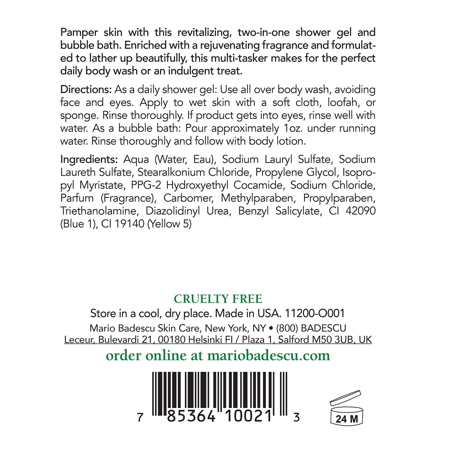 Mario Badescu Seaweed Bubble Bath & Shower Gel - 2-in-1 Daily Moisturizing Body Wash for Men and Women - Body Care Enriched with Marine-Like Fragrance Beauty & Personal Care Mario Badescu