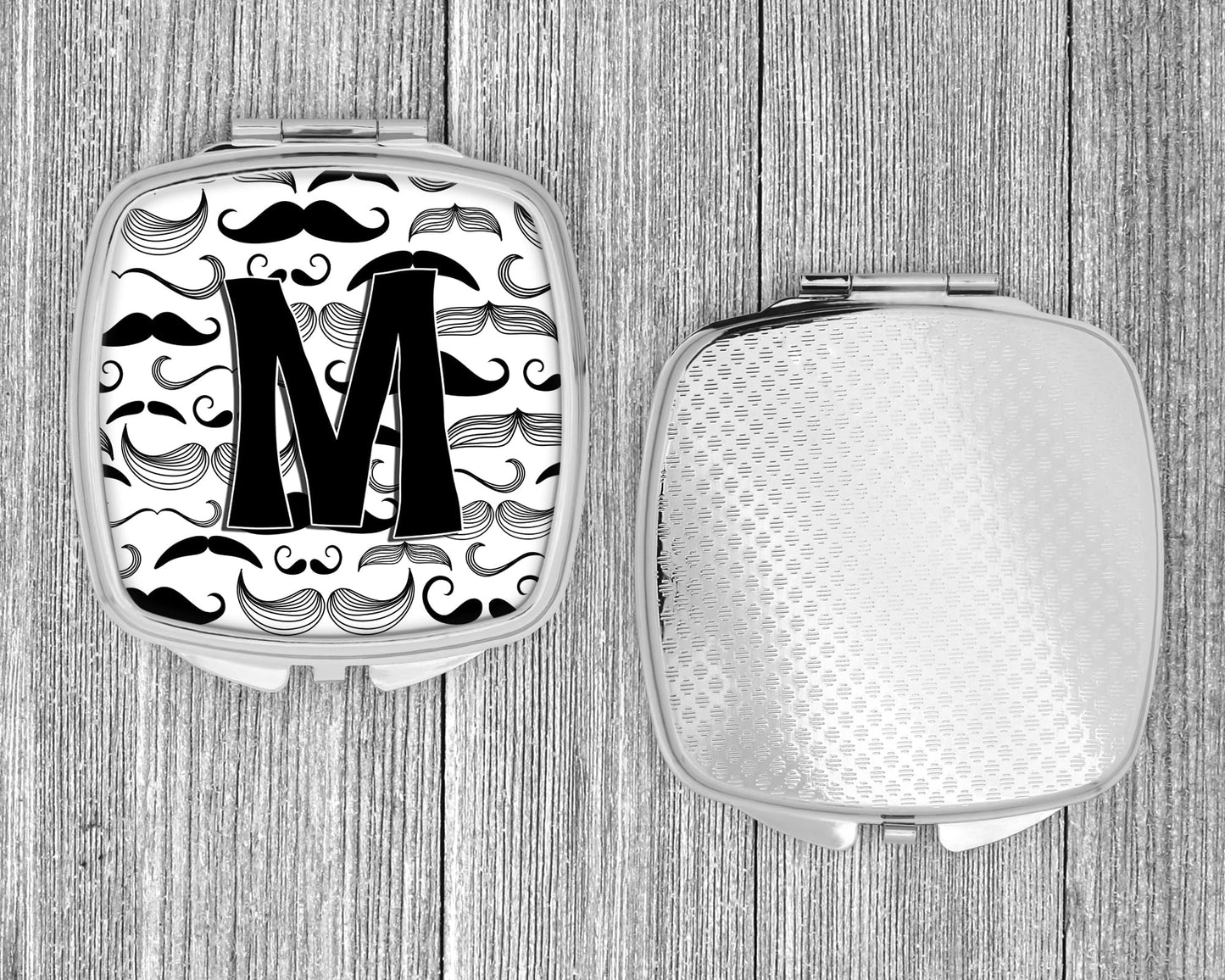 Caroline's Treasures CJ2009-MSCM Letter M Moustache Initial Compact Mirror Decorative Travel Makeup Mirror for Women Girls Gifts Pocket Makeup Mirror Beauty & Personal Care Caroline's Treasures