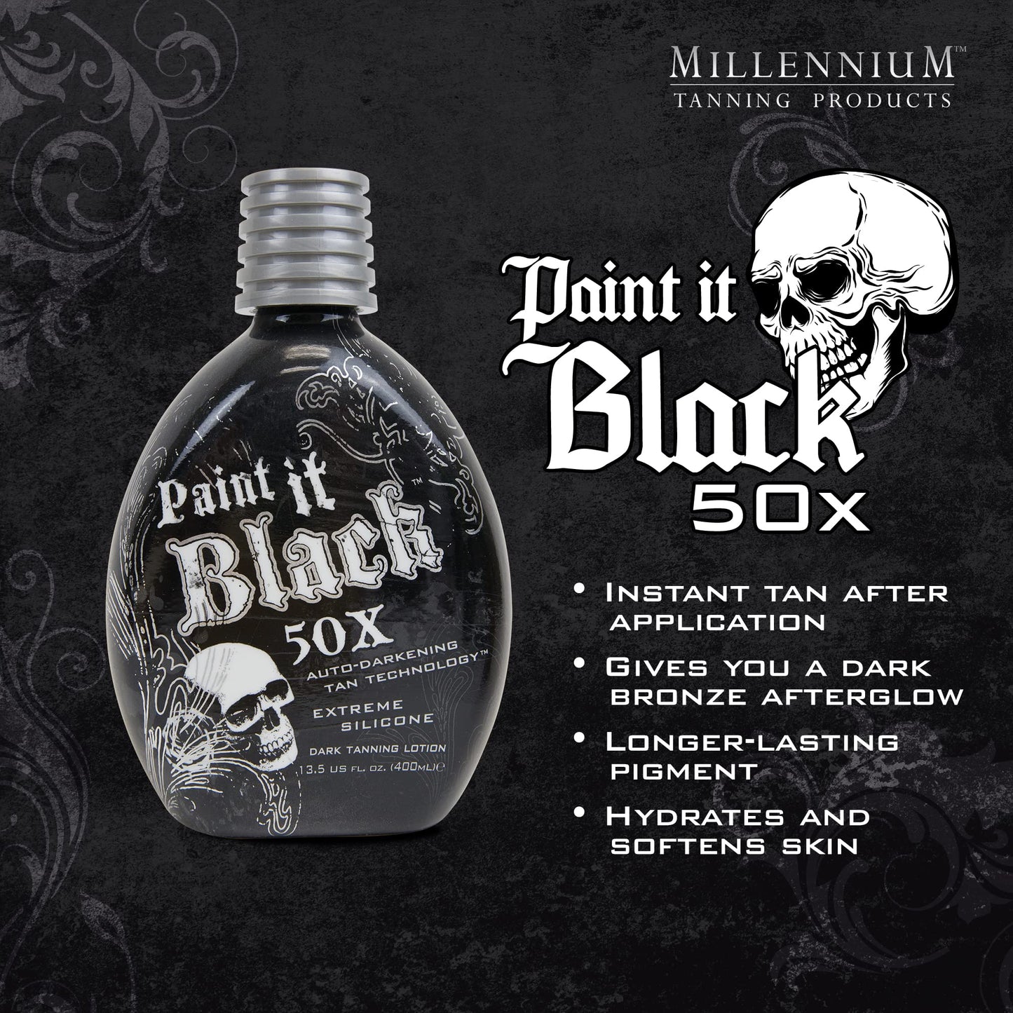 Millennium Tanning Paint It Black 50x Dark Tanning Bed Lotion, 13 fl. oz. Beauty & Personal Care Millennium Tanning