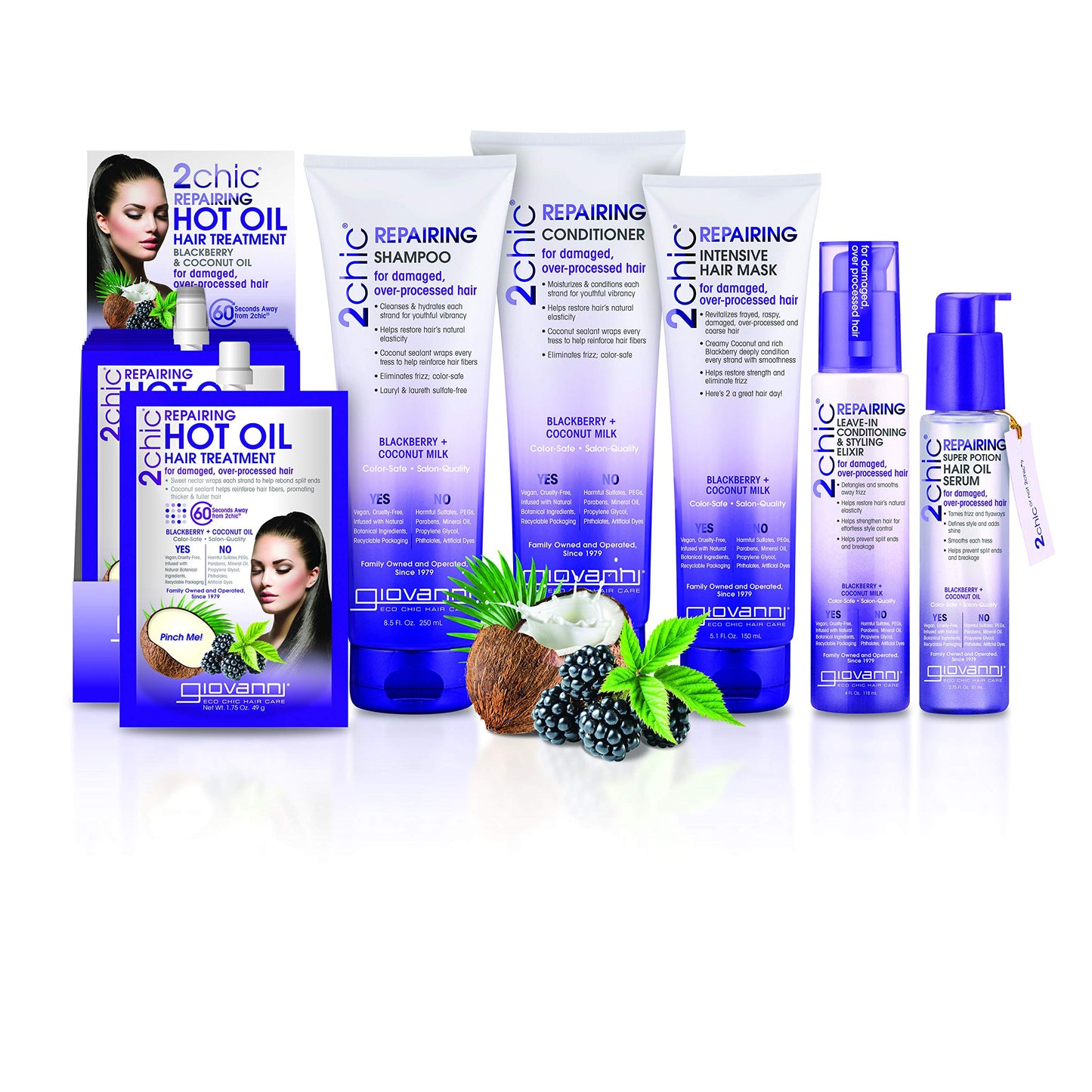 GIOVANNI 2chic Ultra-Repairing Hair Mask - Blackberry & Coconut Oil for Dry, Damaged & Processed Hair, Argan, Jojoba, Shea Butter & Keratin, Lauryl Beauty & Personal Care GIOVANNI
