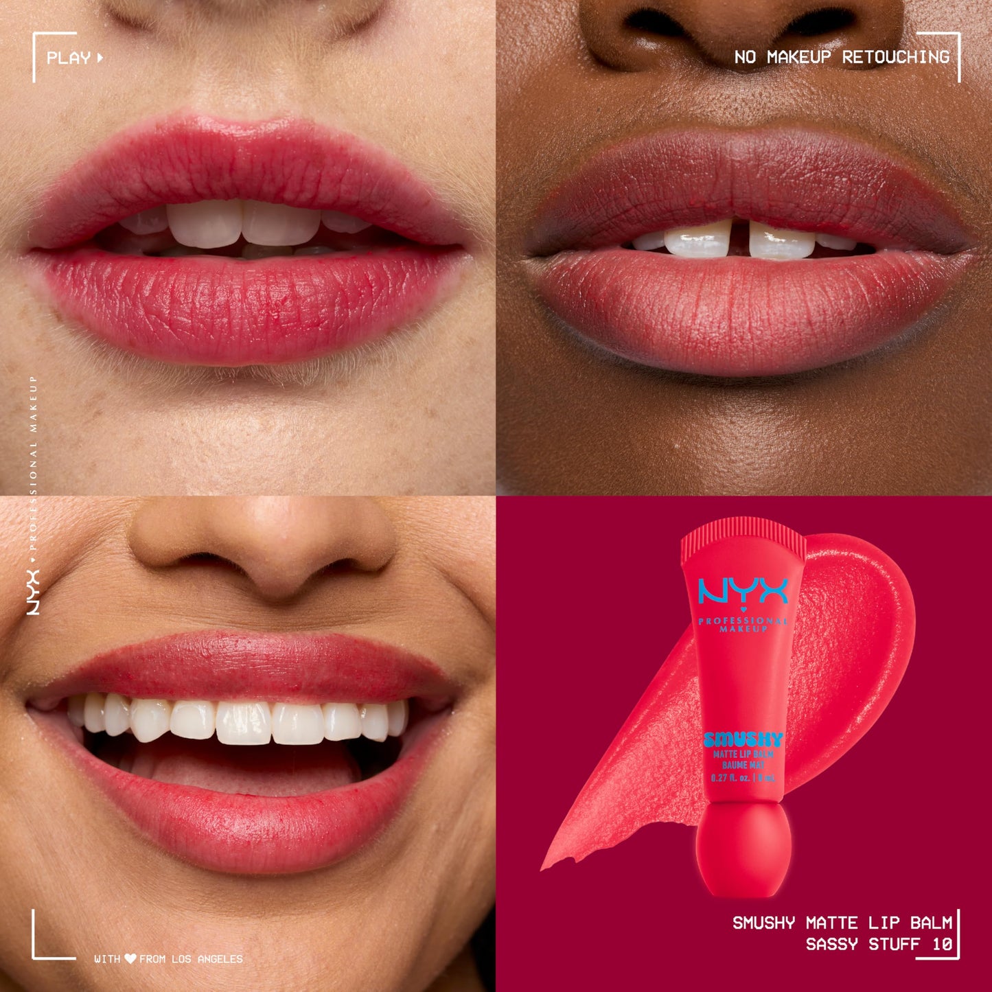 NYX PROFESSIONAL MAKEUP Smushy Matte Lip Balm, Tinted Lip Moisturizer with Soft, Matte Finish - Sassy Stuff (Candy Apple Red) Beauty & Personal Care NYX PROFESSIONAL MAKEUP