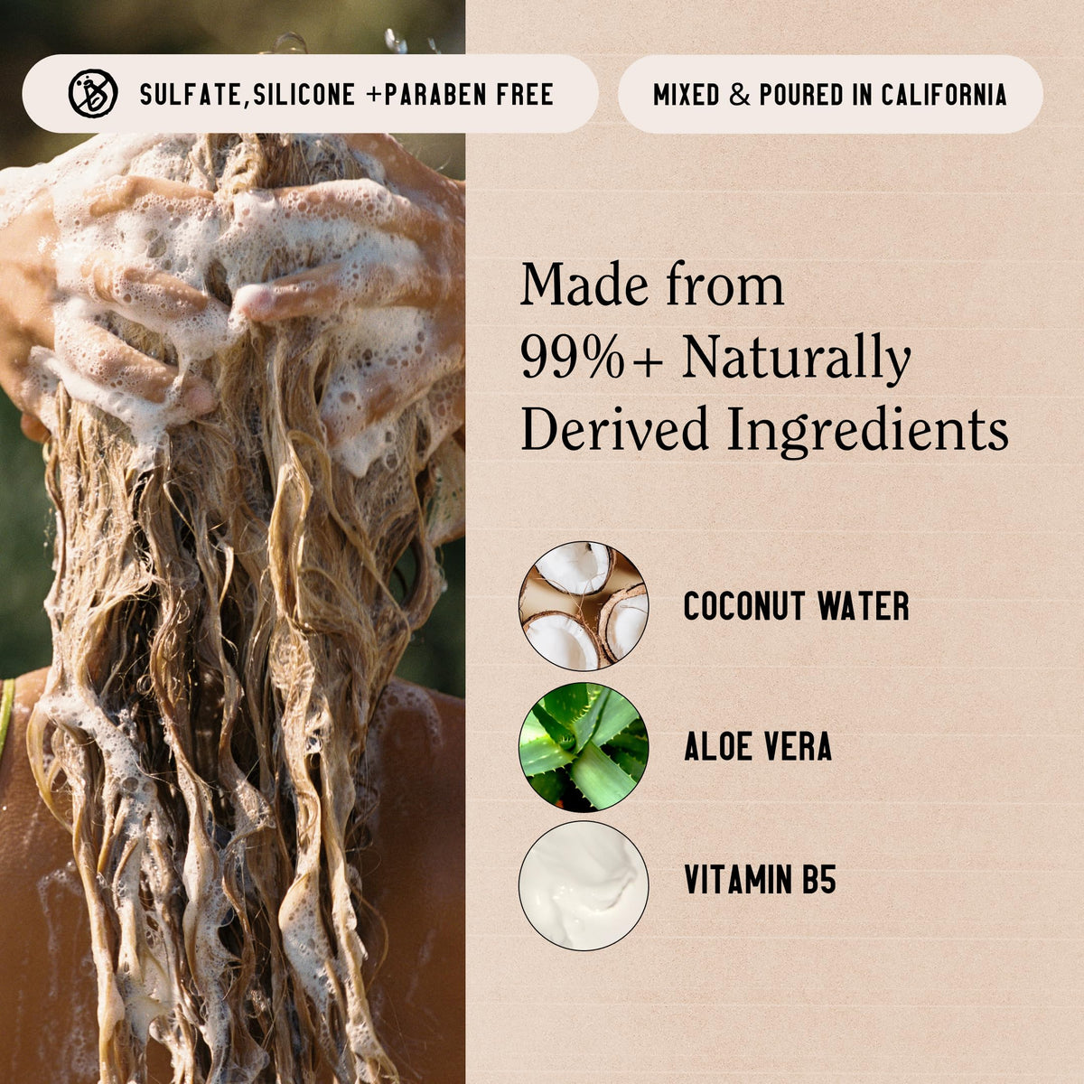 California Naturals Coconut Shampoo, Sulfate Free, Scalp and Hair Care for Women and Men, Coconut Cleansing Complex, Natural, Vegan, Cruelty,