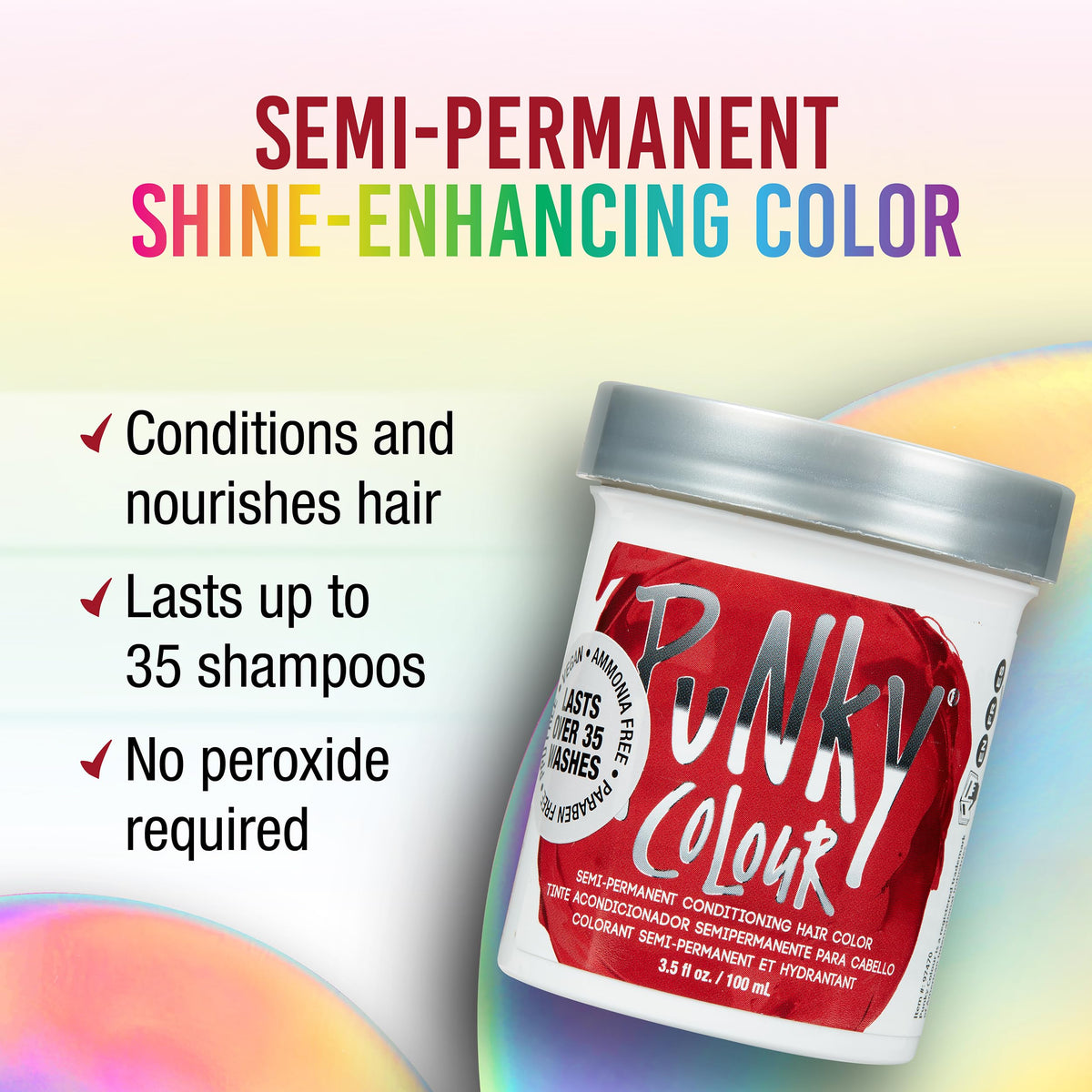 Punky Vermillion Red Semi Permanent Hair Color - Vegan & Cruelty-Free Conditioning Hair Dye, Lasts Up to 35 Washes, 3.5 fl oz Beauty & Personal Care Punky