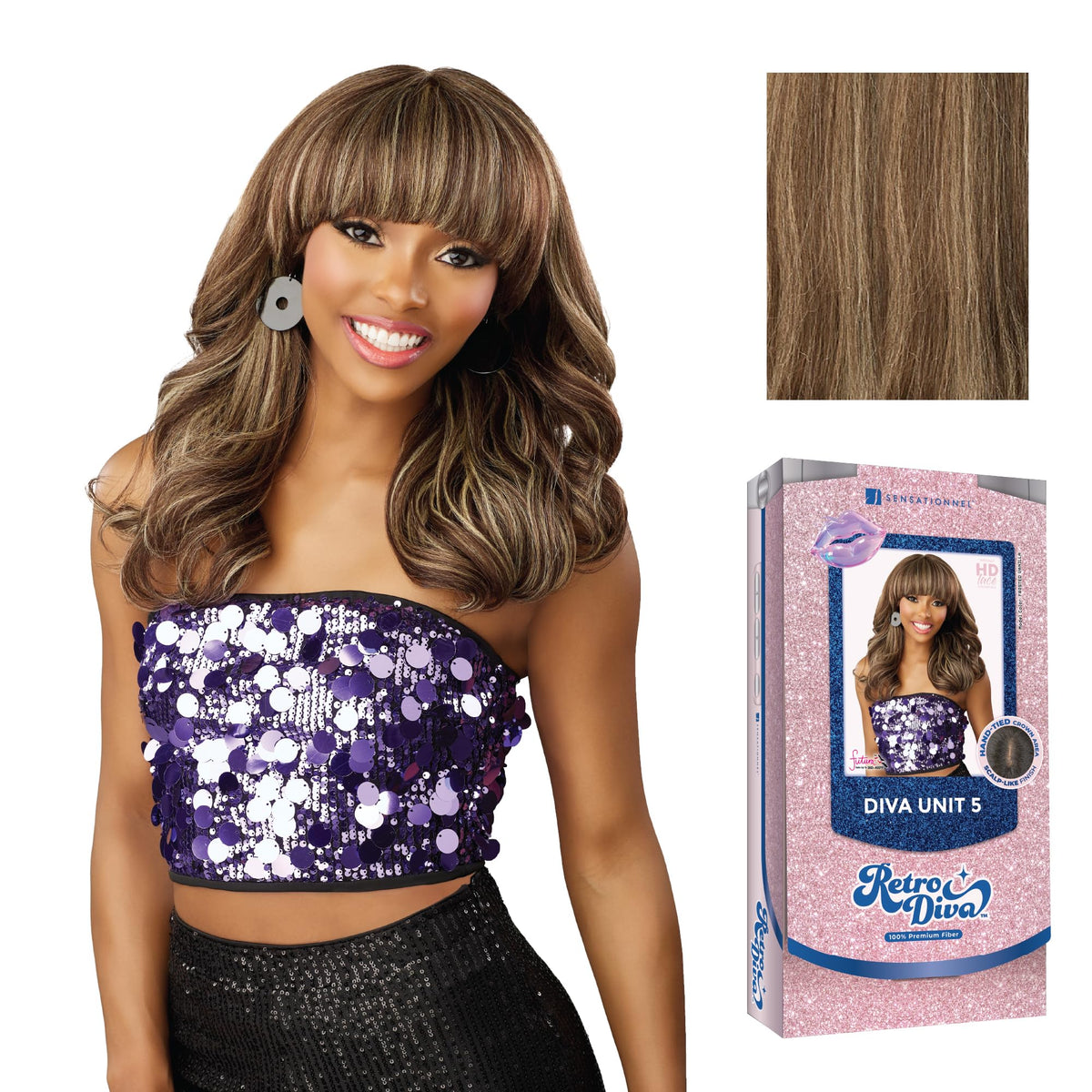Sensationnel Glamora Lace Crown Wig-Retro Diva Unit 5, CARAMELTHROWBACK