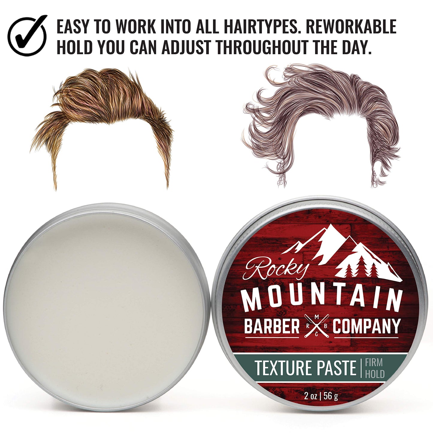 Rocky Mountain Barber Company Hair Paste for Men - Hair Styling Paste with Pliable Light-Firm Hold for All Hair Styles, Shine-Free Matte Finish - Easy Beauty & Personal Care Rocky Mountain Barber Company