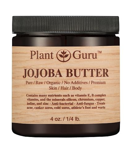 Jojoba Body Butter 4 oz. 100% Pure Raw Fresh Natural Cold Pressed. Skin Body and Hair Moisturizer, DIY Creams, Balms, Lotions, Soaps. Beauty & Personal Care Plant Guru