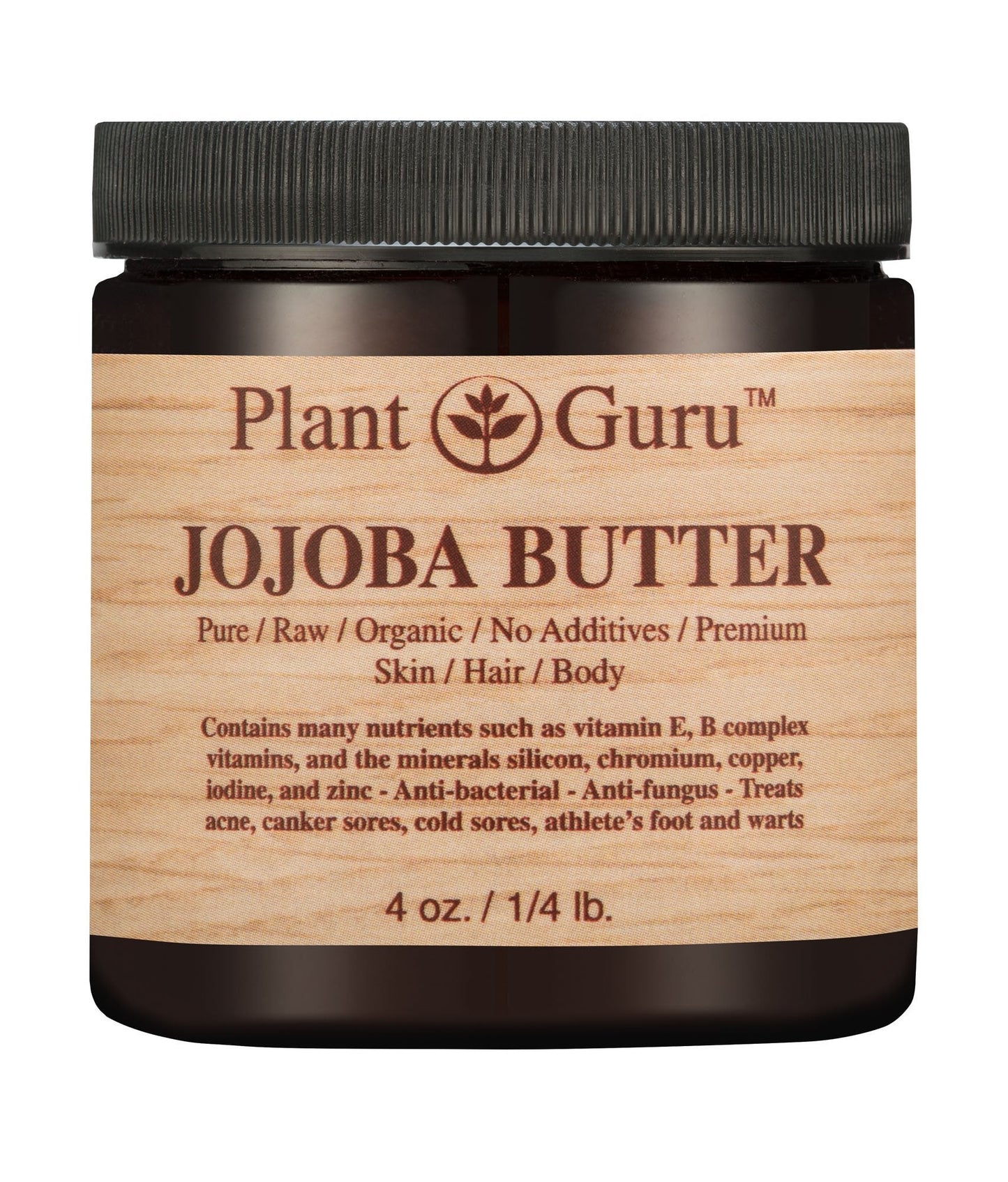 Jojoba Body Butter 4 oz. 100% Pure Raw Fresh Natural Cold Pressed. Skin Body and Hair Moisturizer, DIY Creams, Balms, Lotions, Soaps. Beauty & Personal Care Plant Guru