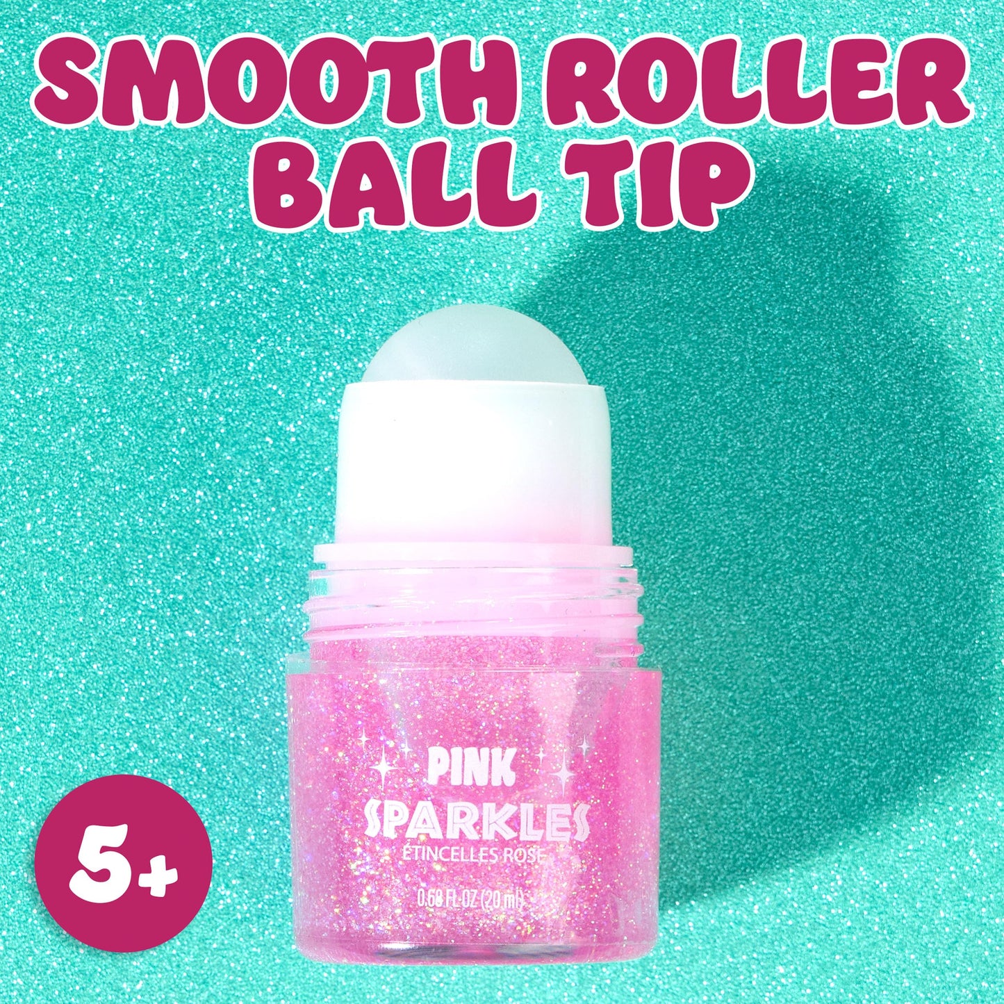 2pc Pink Sparkles Roll-On Glitter Set - Strawberry Scented Rollerball Body & Face Glitter Stick | Shimmer & Shine Makeup for Girls & Kids | Fun Beauty & Personal Care EXPRESSIONS
