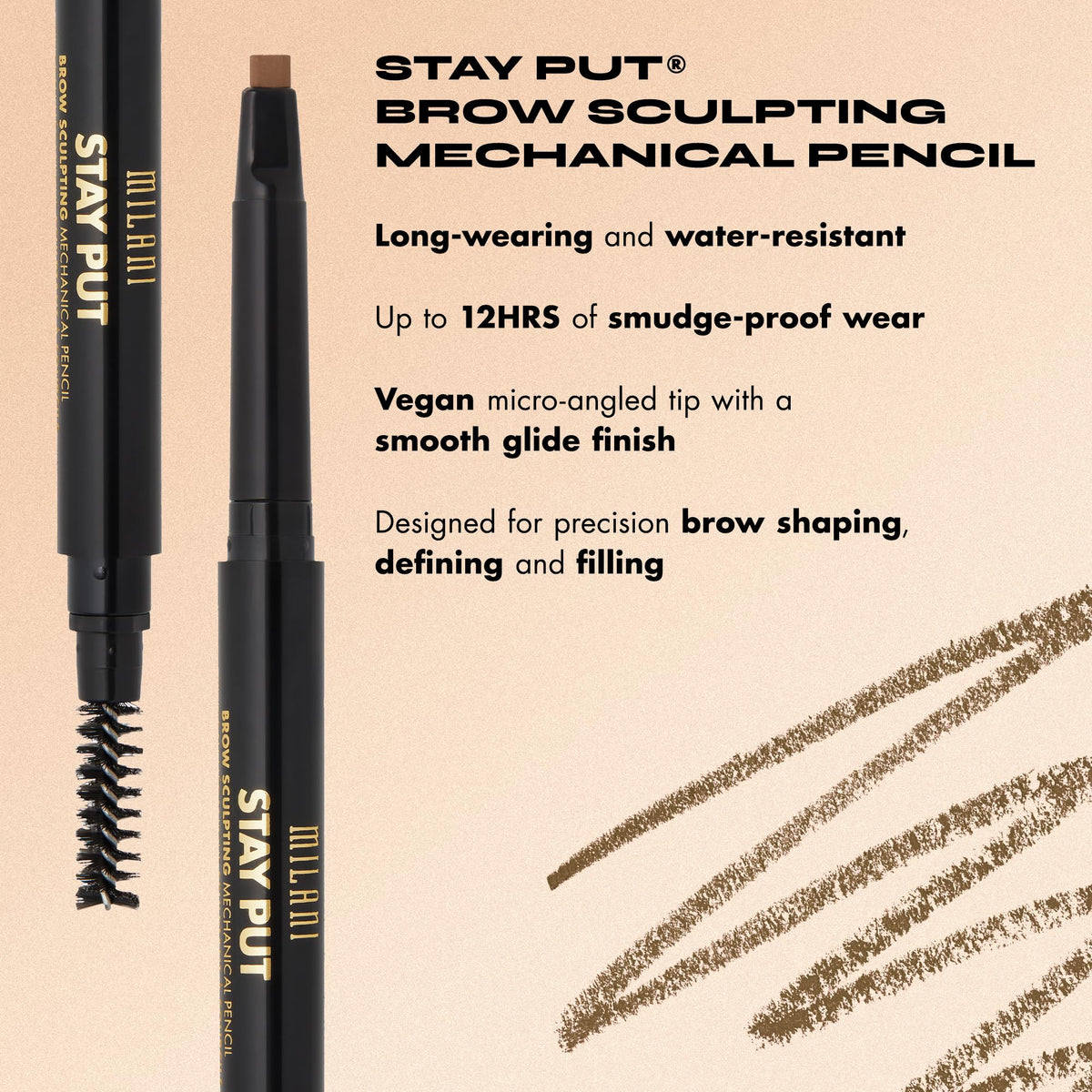Milani Stay Put Brow Sculpting Mechanical Pencil Eyebrow Color - Dark Brown